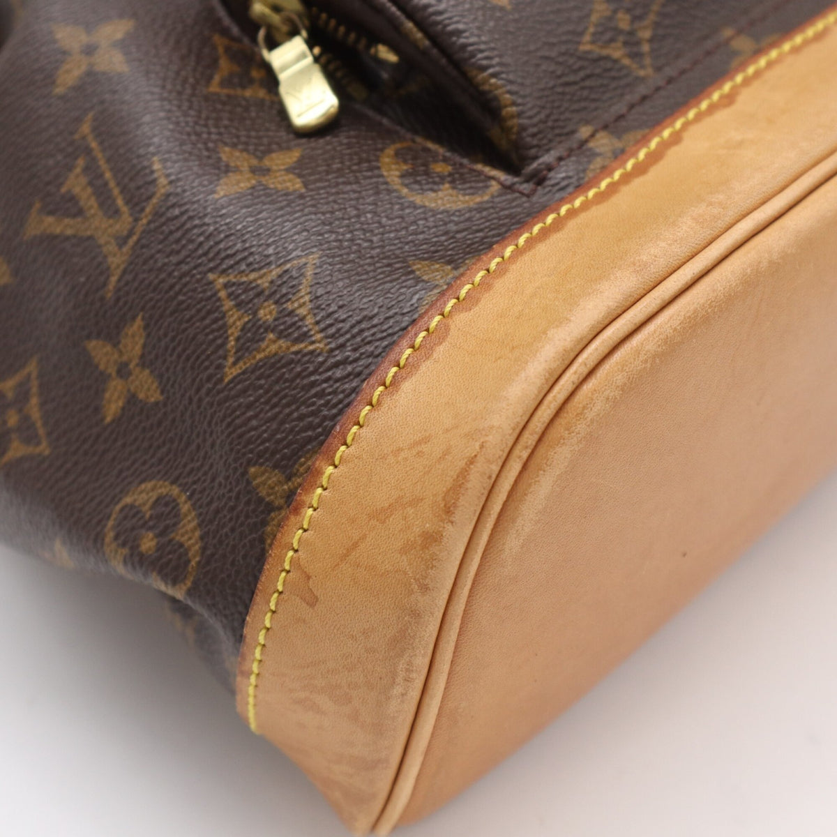 Louis Vuitton Beige Brown Coated Canvas Leather Shoulder Bag (Pre-Owned)