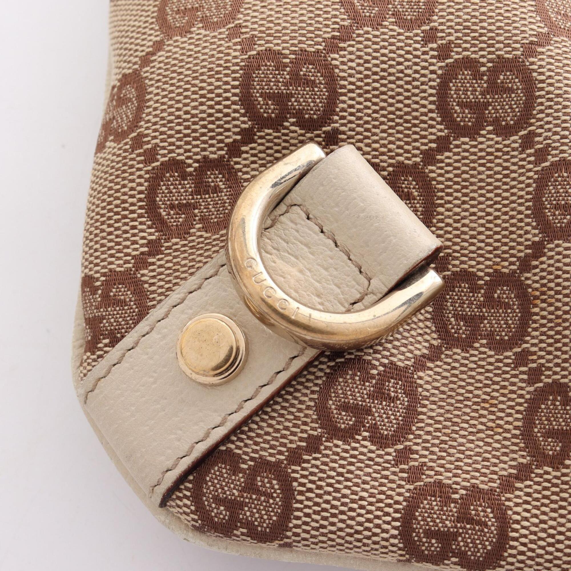 Gucci Beige White Gg Canvas Handbag Shoulder Bag (Pre-Owned)