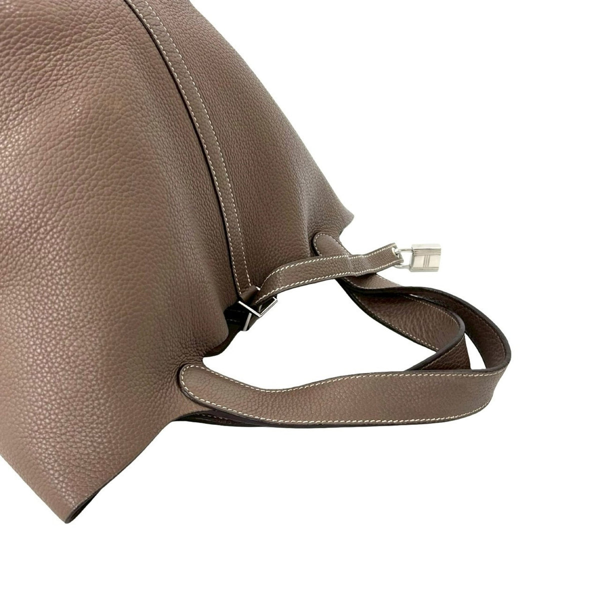 Hermes Beige Gray Taurillon Clemence Leather Handbag Tote Bag (Pre-Owned)