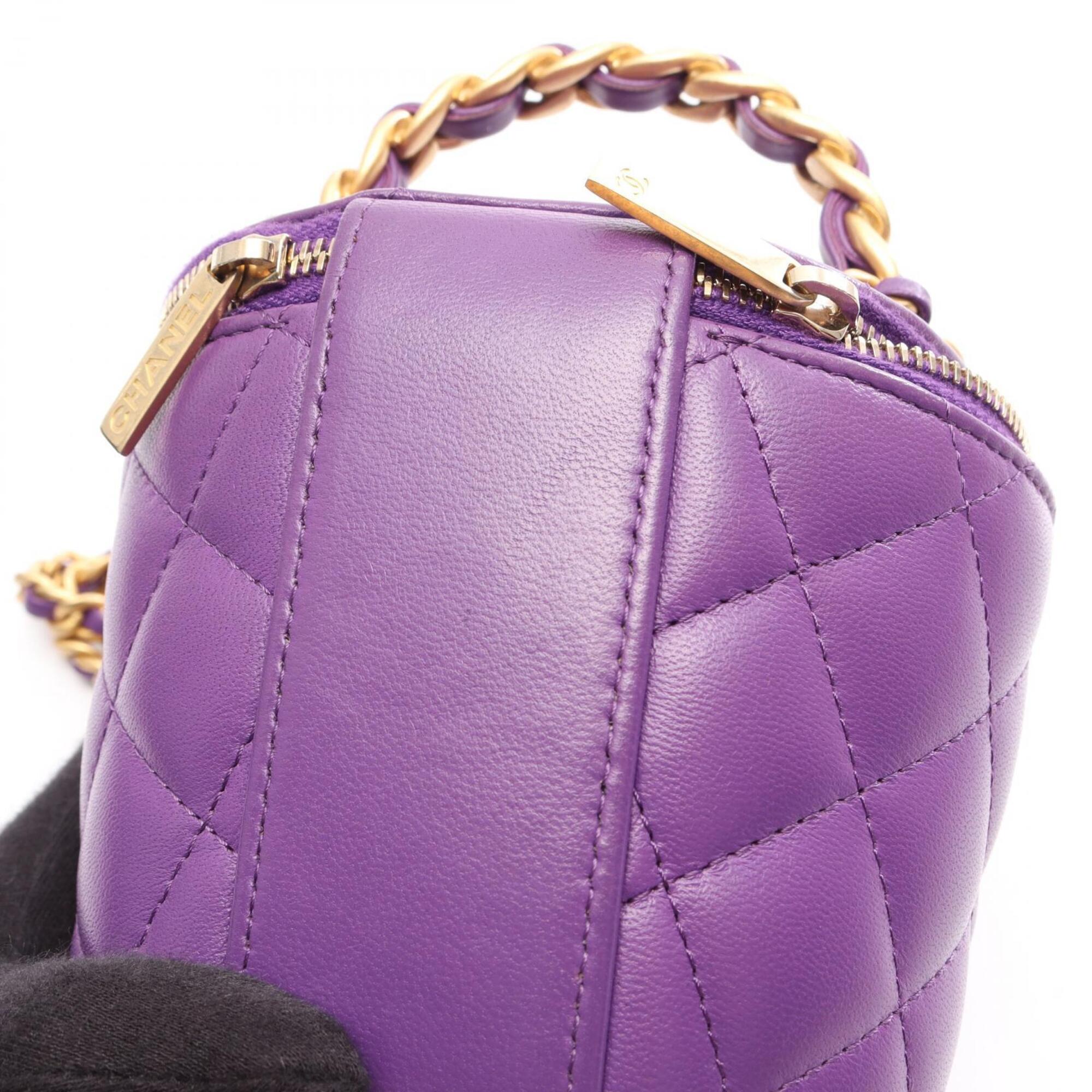 Chanel Purple Leather Handbag Shoulder Bag (Pre-Owned)