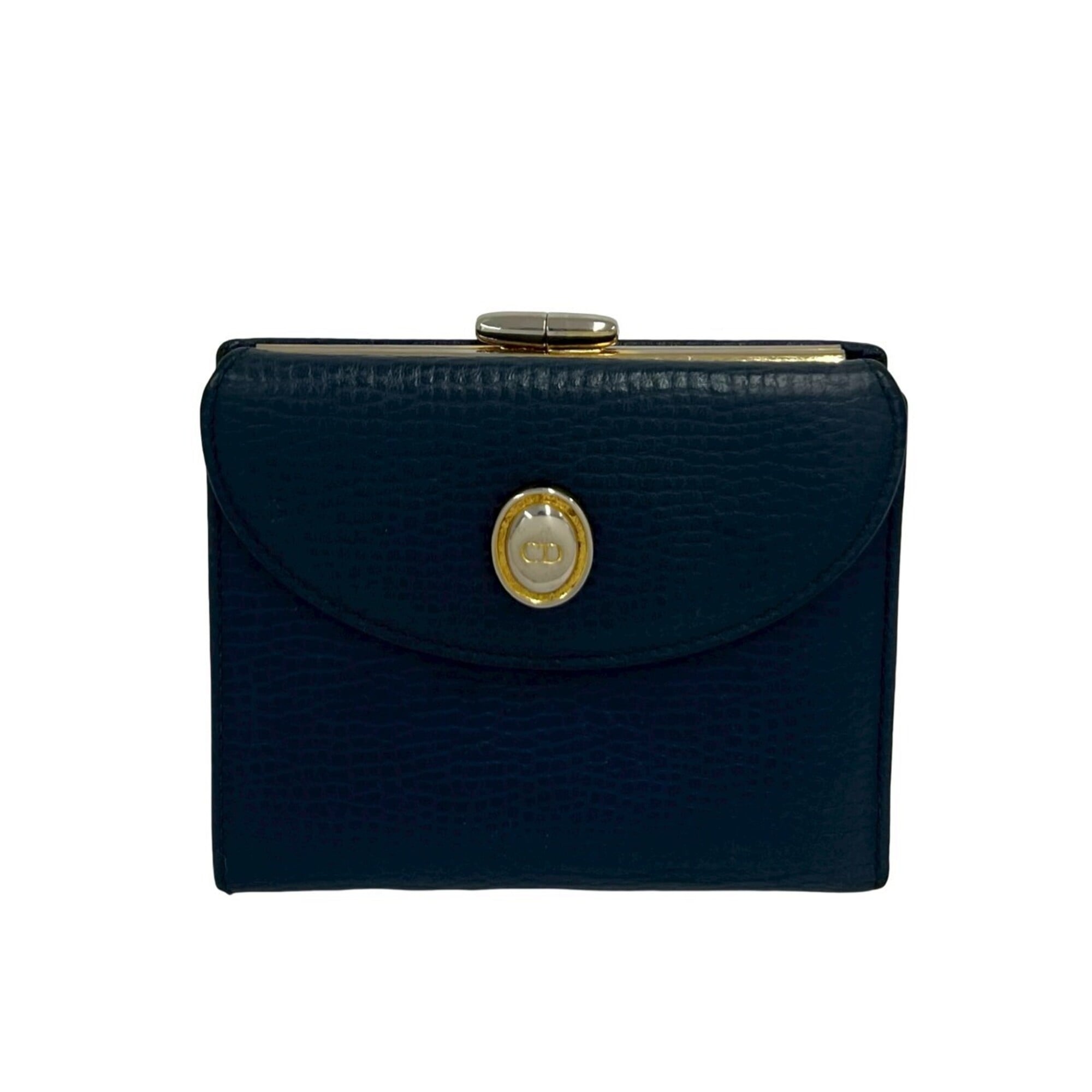 Christian Dior Navy Leather Wallet (Bi-Fold) (Pre-Owned)