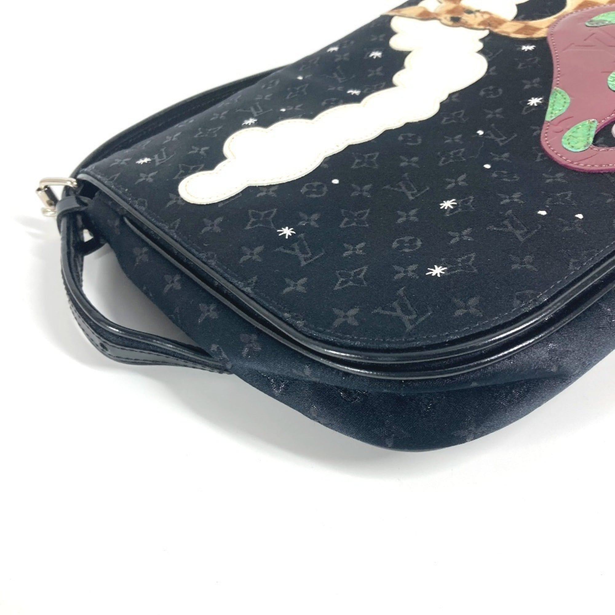 Louis Vuitton Monogram Satin Black Monogram Satin Pochette Shoulder Bag (Pre-Owned)
