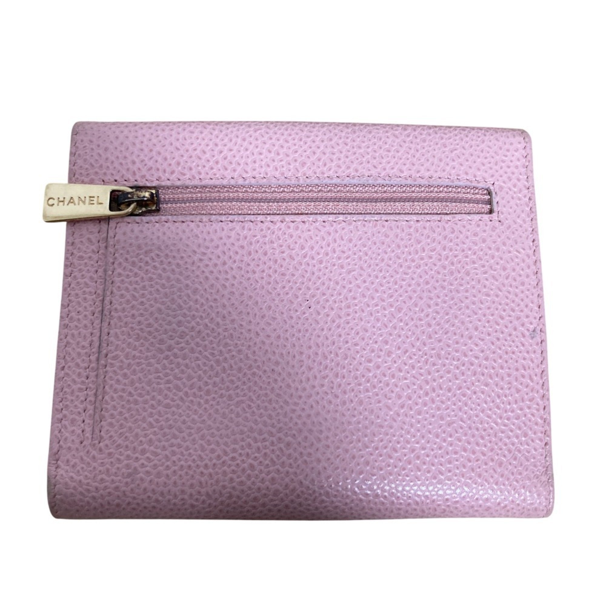 Chanel Pink Grained Calfskin Wallet (Tri-Fold) (Pre-Owned)