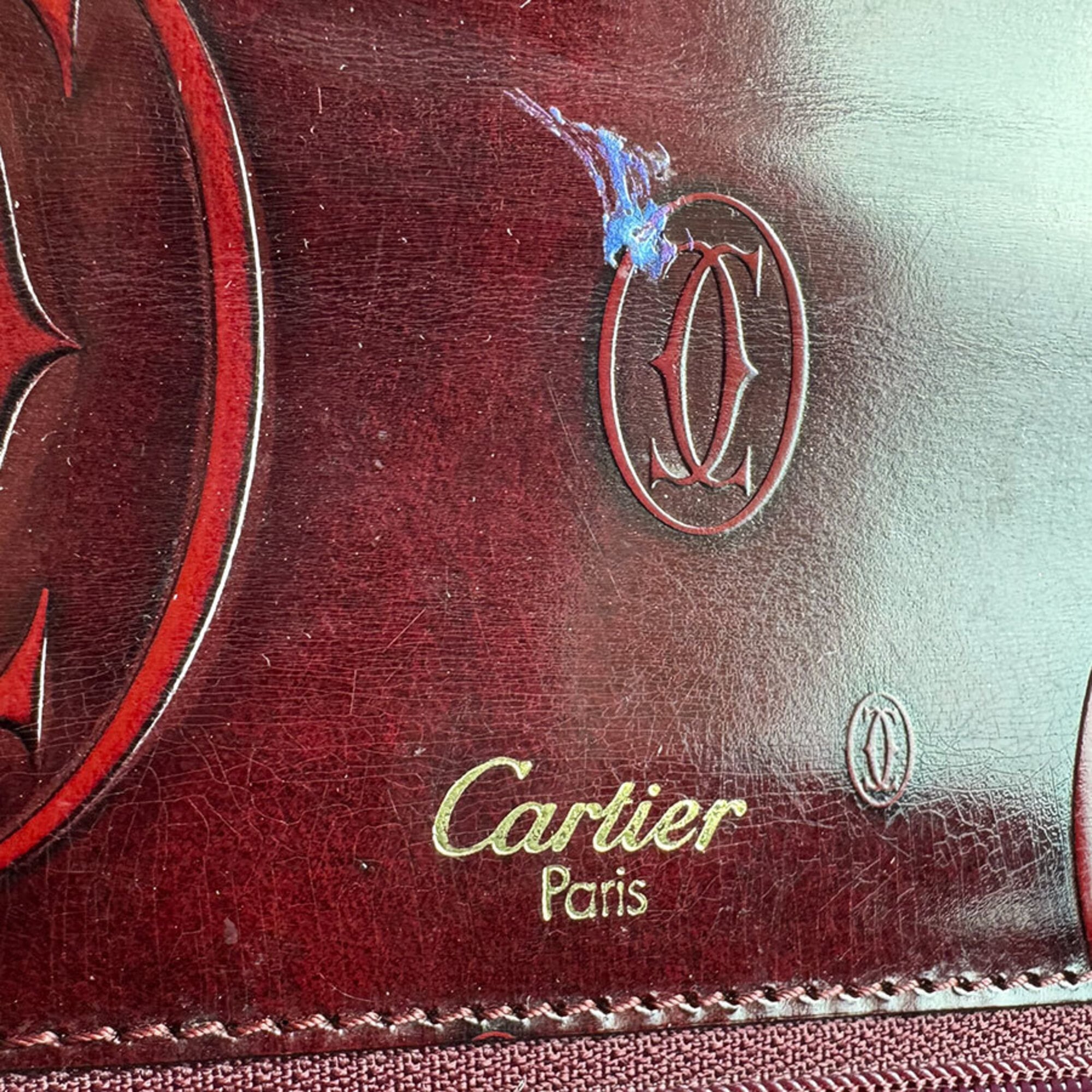 Cartier Bordeaux Leather Handbag (Pre-Owned)