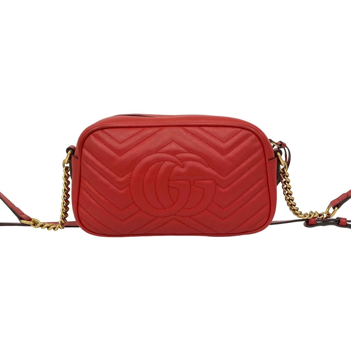 Gucci Red Color Leather Pochette Shoulder Bag (Pre-Owned)