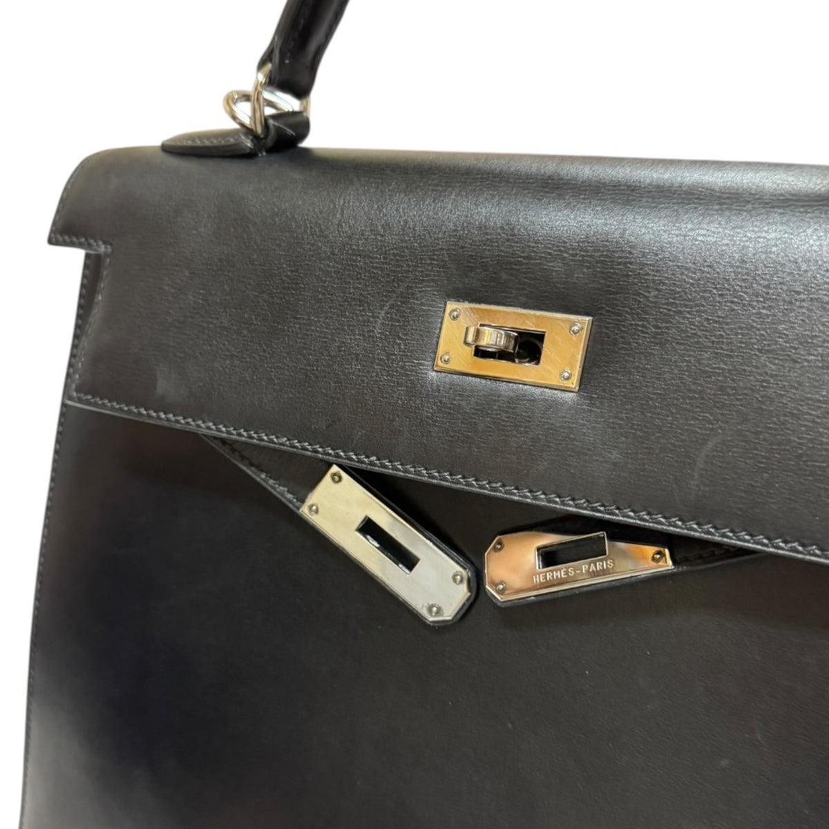 Hermes Black Box Calf Leather Shoulder Bag (Pre-Owned)