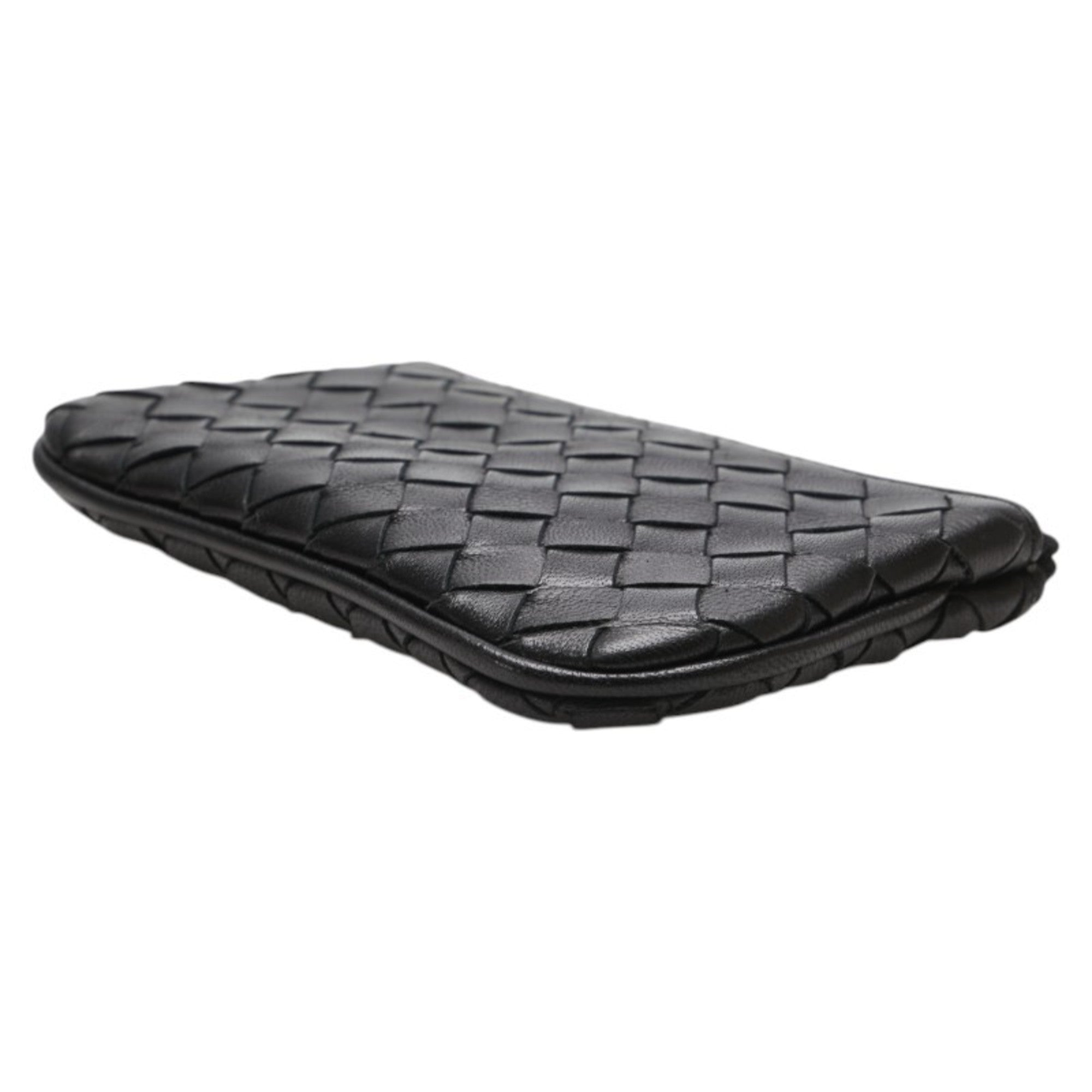 Bottega Veneta Black Leather Coin Purse/Coin Case (Pre-Owned)