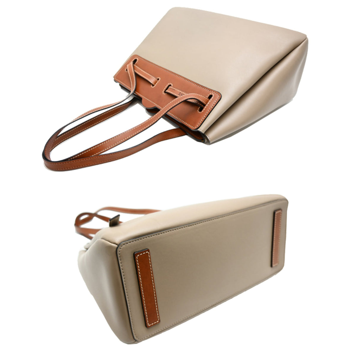 Loewe Beige Grayish Leather Shoulder Bag (Pre-Owned)