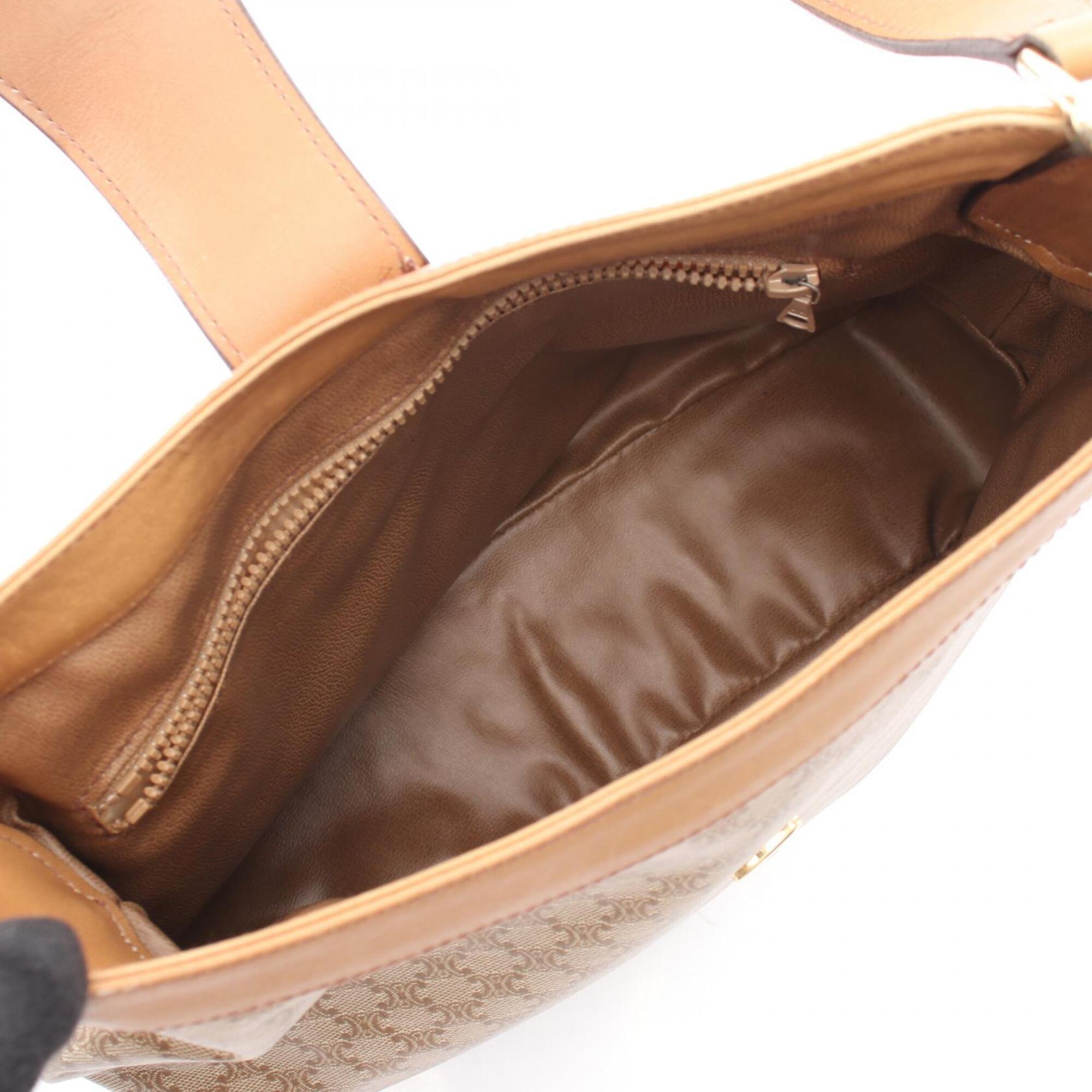 Celine Beige Brown Coated Canvas Leather Handbag Shoulder Bag (Pre-Owned)