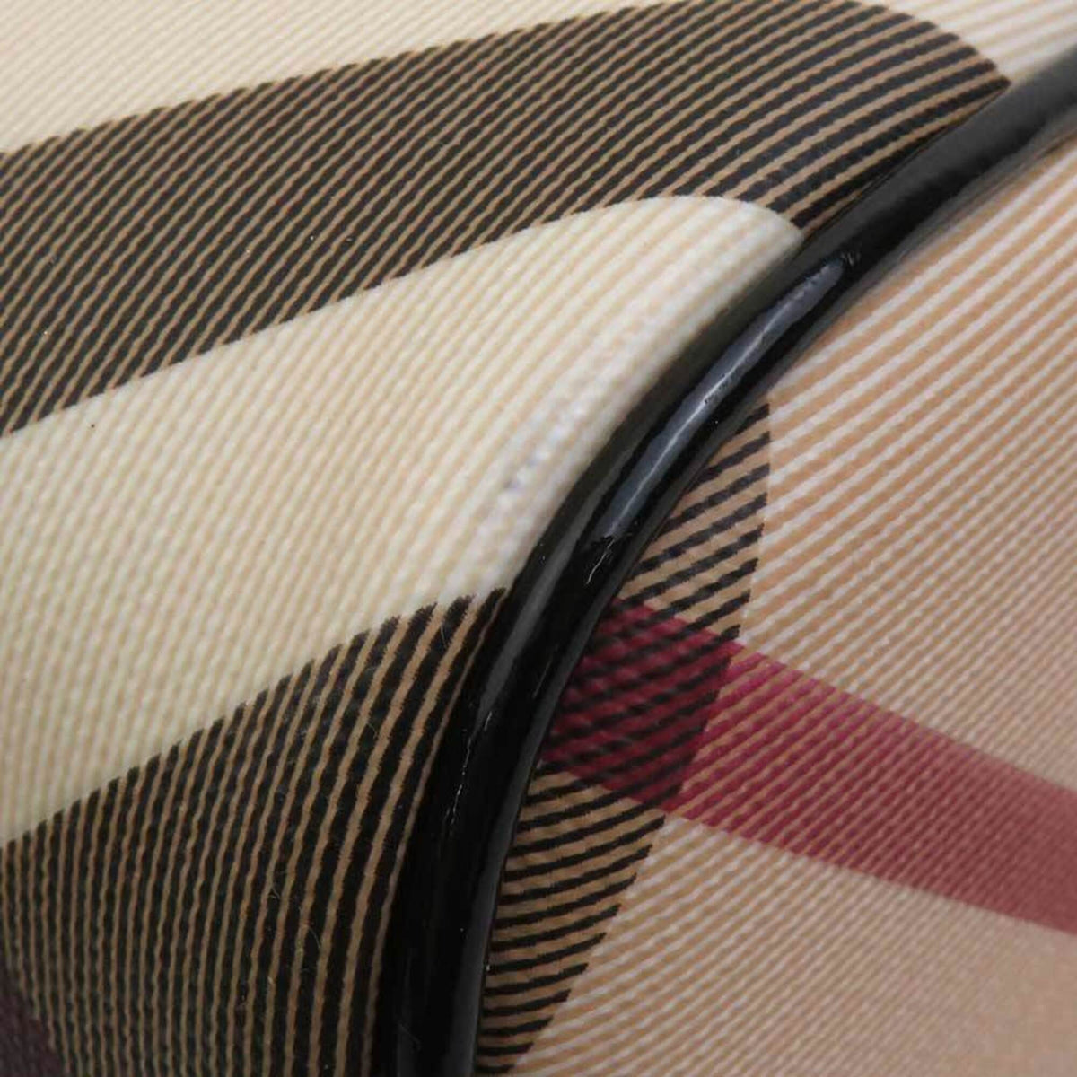 Burberry Beige Black Coated Canvas Patent Leather Handbag (Pre-Owned)