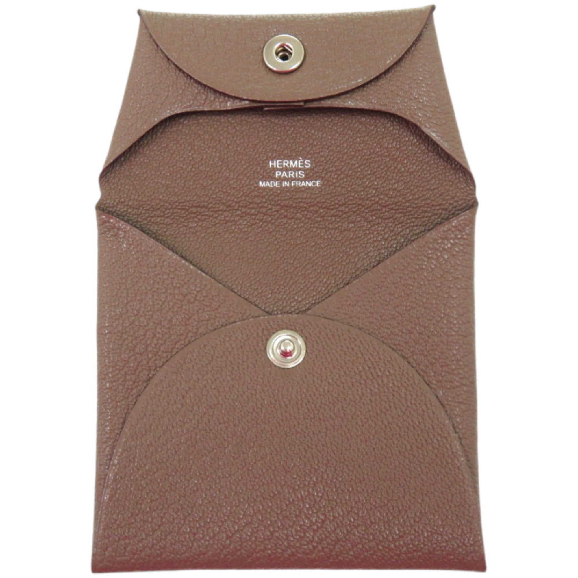 Hermes Brown Etoupe Gray Chevre Leather Coin Purse/Coin Case (Pre-Owned)