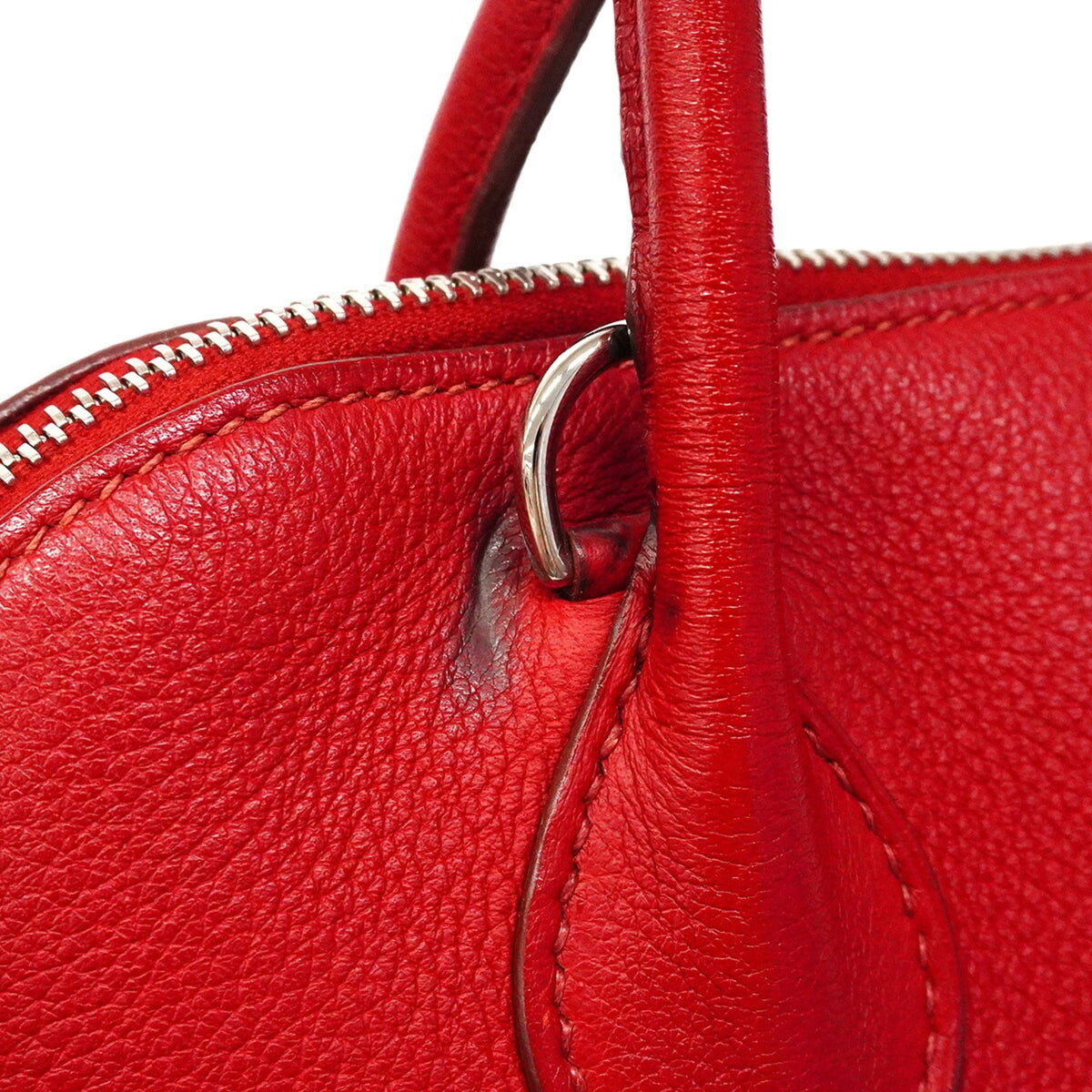 Hermes Rouge Casaque Taurillon Clemence Leather Handbag (Pre-Owned)
