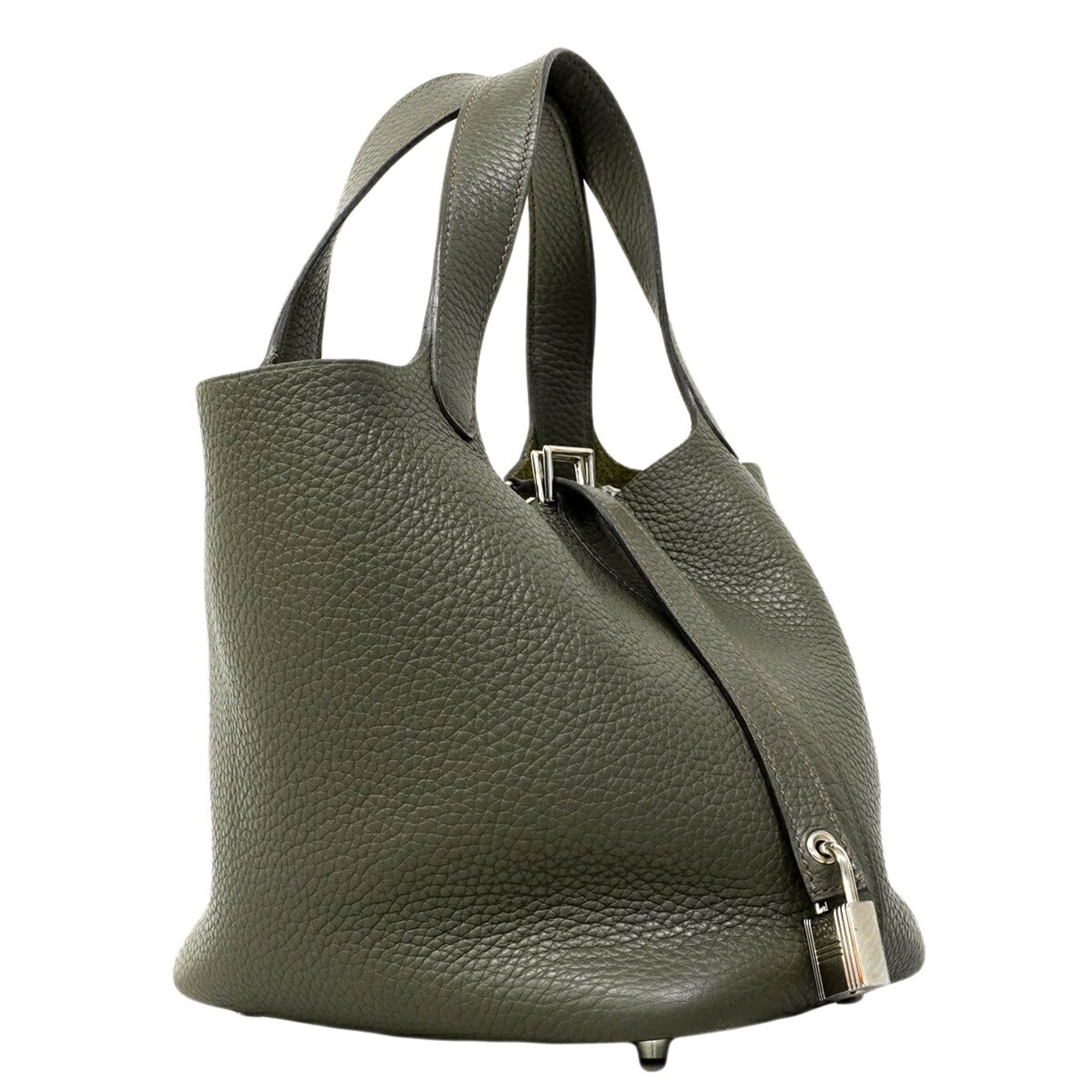 Hermes Olive Green Taurillon Clemence Leather Handbag (Pre-Owned)