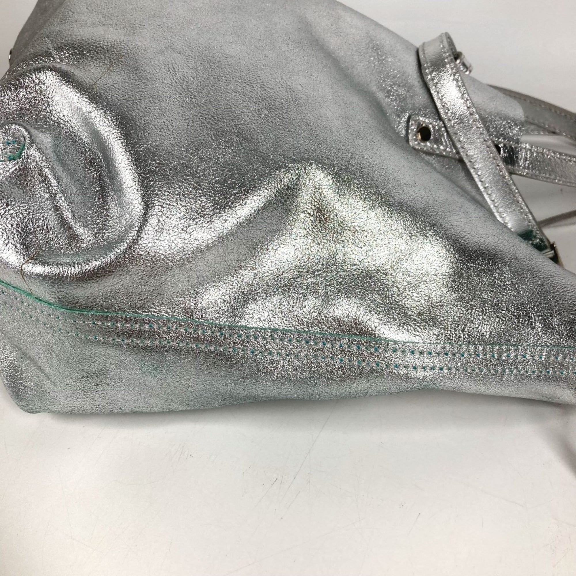 Tiffany Silver Leather Handbag Shoulder Bag Tote Bag (Pre-Owned)