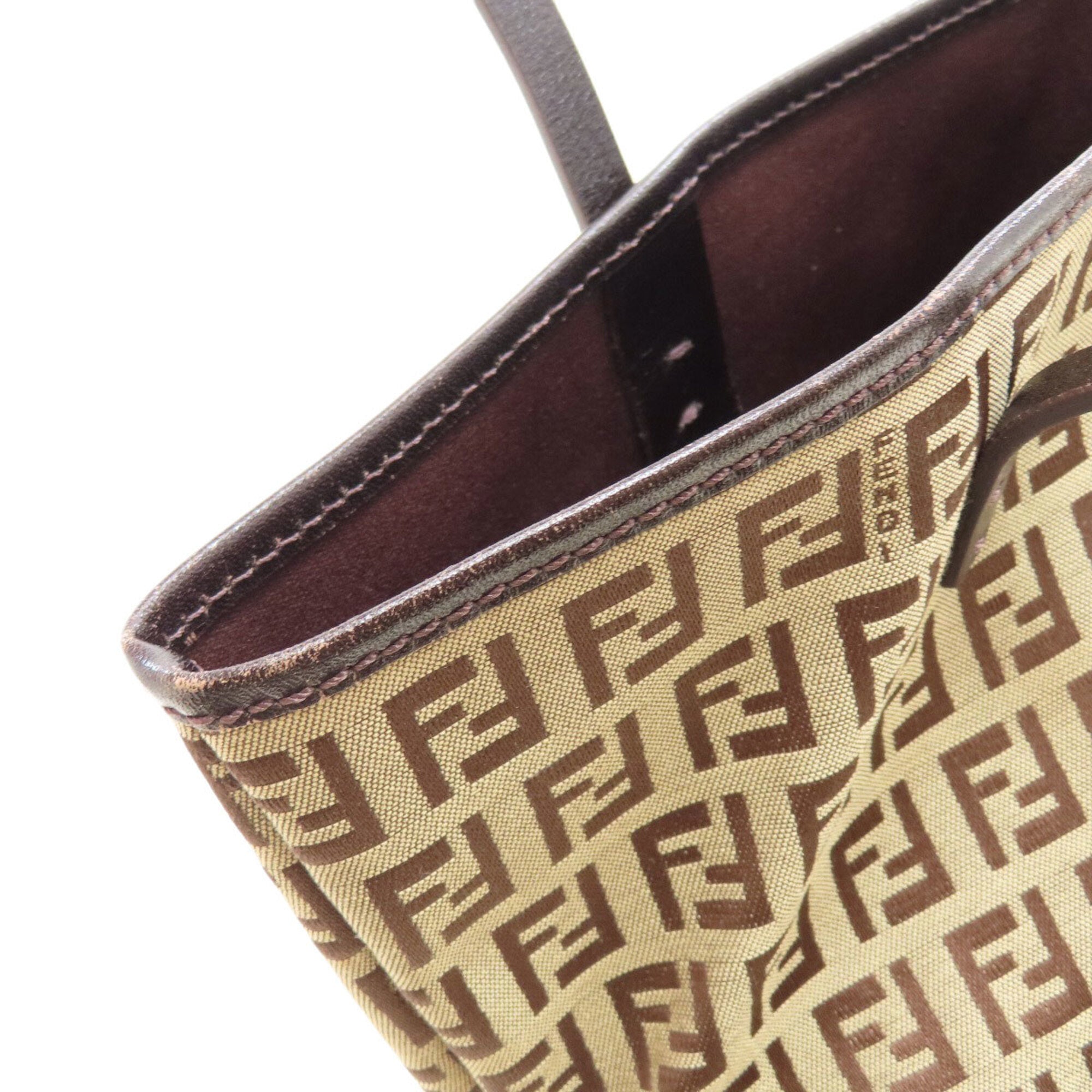 Fendi Zucchino Brown Canvas Handbag (Pre-Owned)