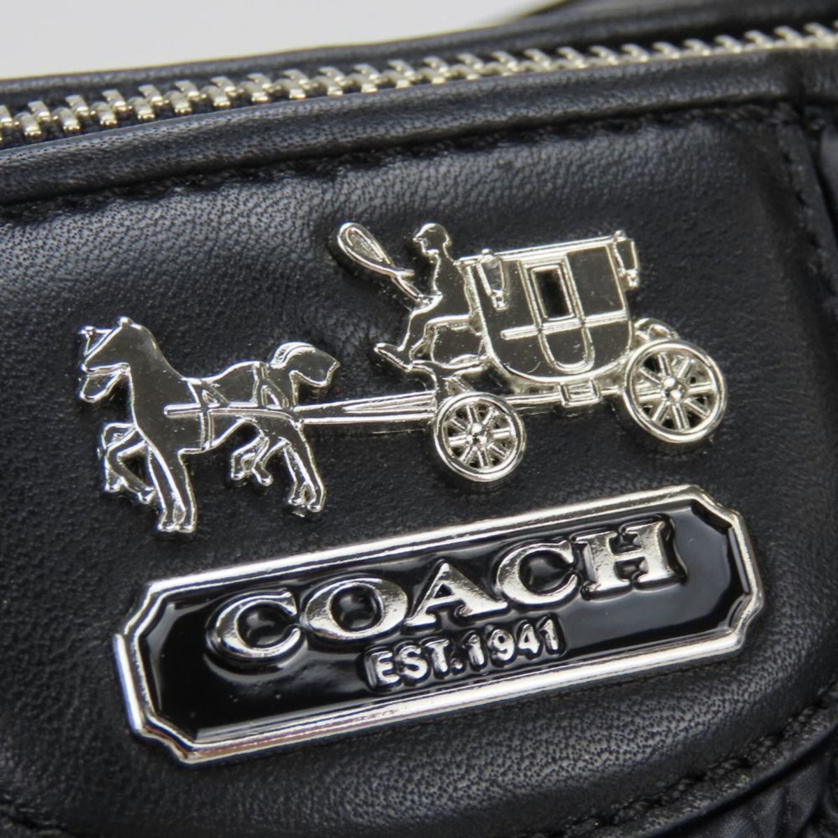 Coach Black Nylon Leather Handbag (Pre-Owned)