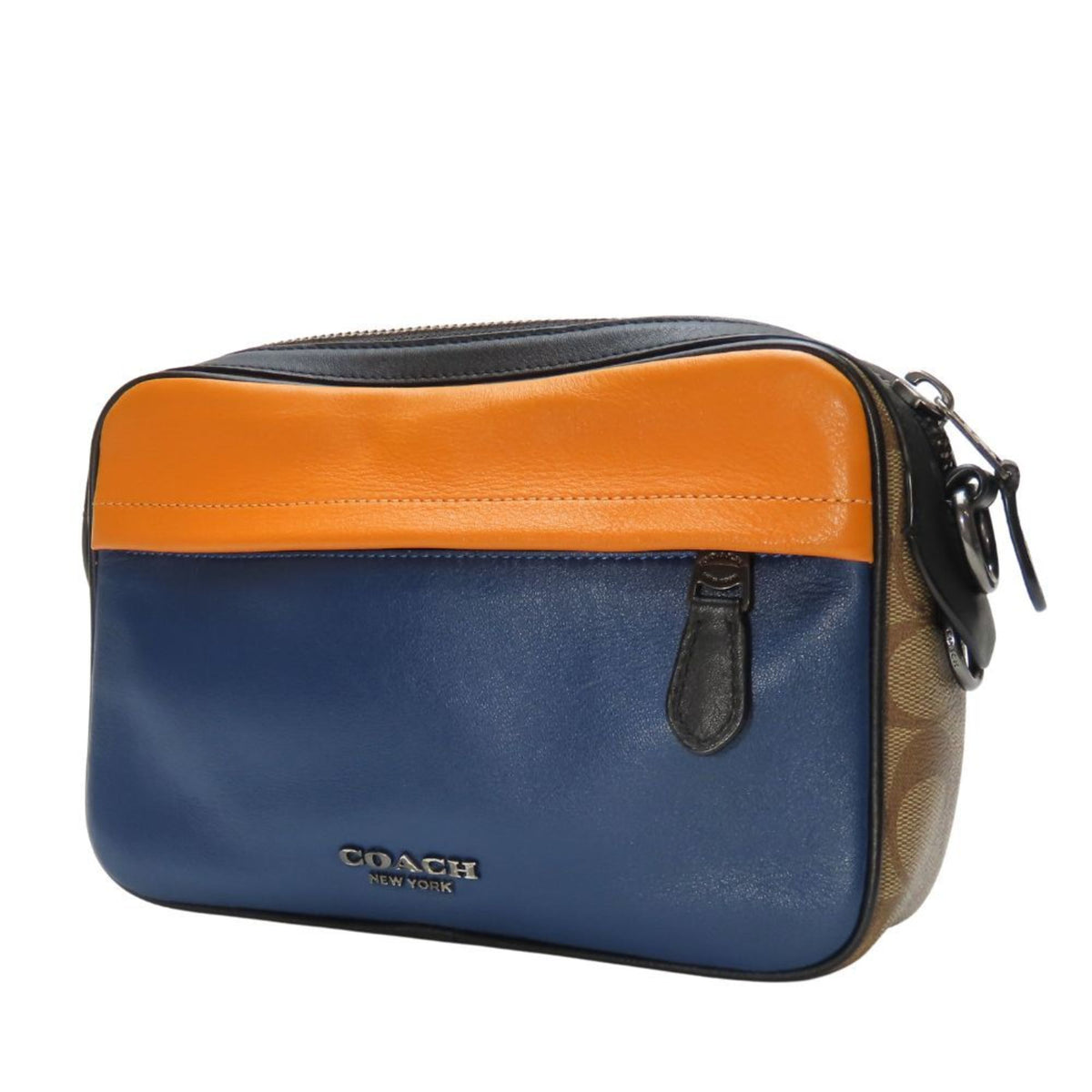 Coach Multi-Color Navy Leather Pvc Shoulder Bag (Pre-Owned)
