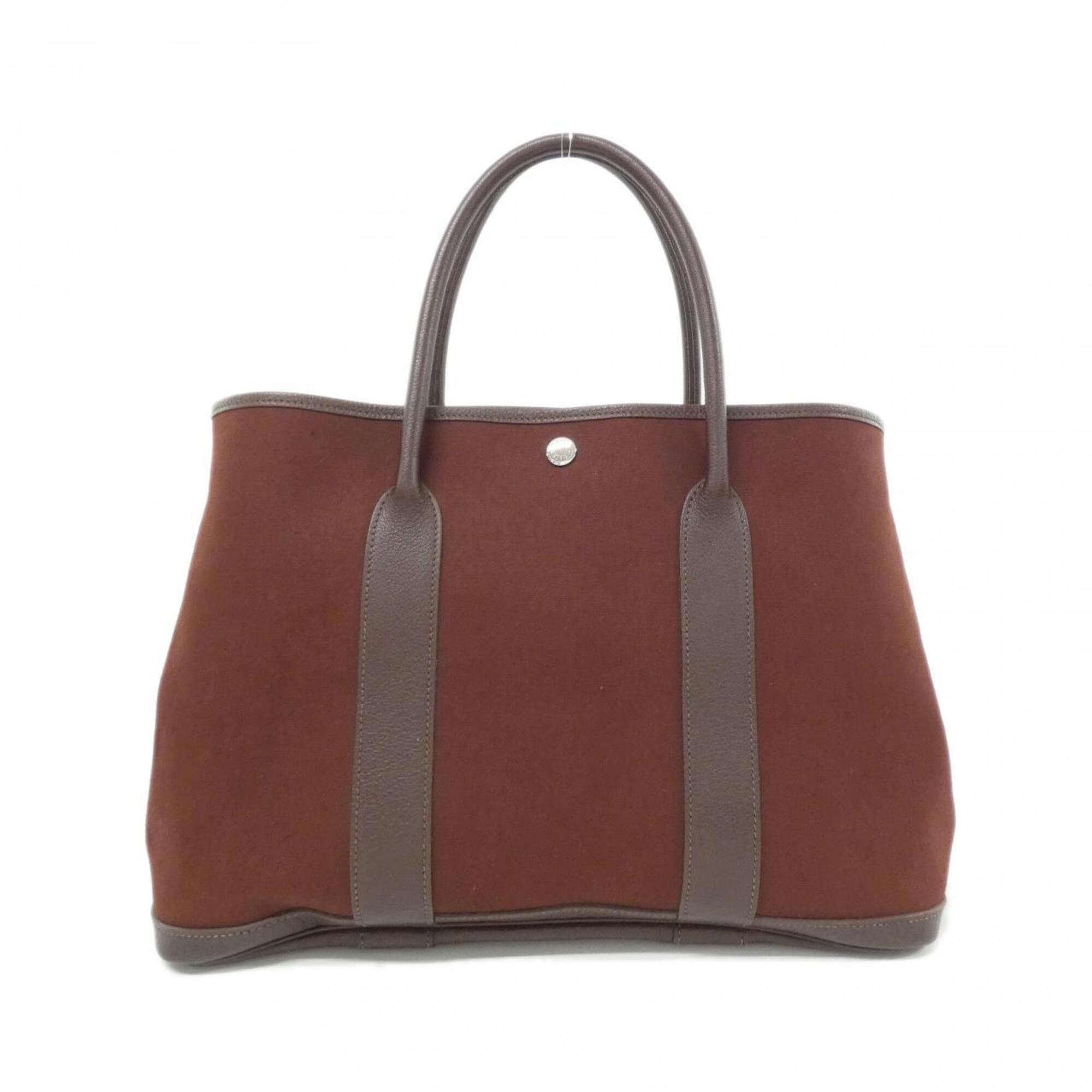Hermes Brown Havane Toile Officier Buffle Skipper Leather Handbag (Pre-Owned)