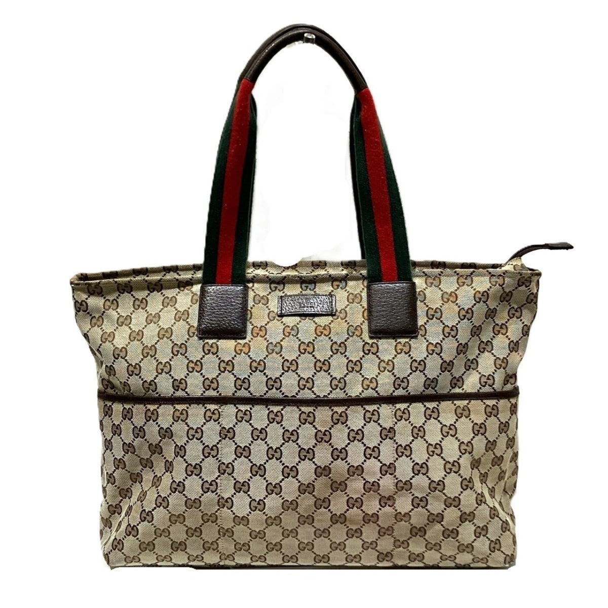 Gucci Sherry Line Beige Canvas Leather Tote Bag (Pre-Owned)