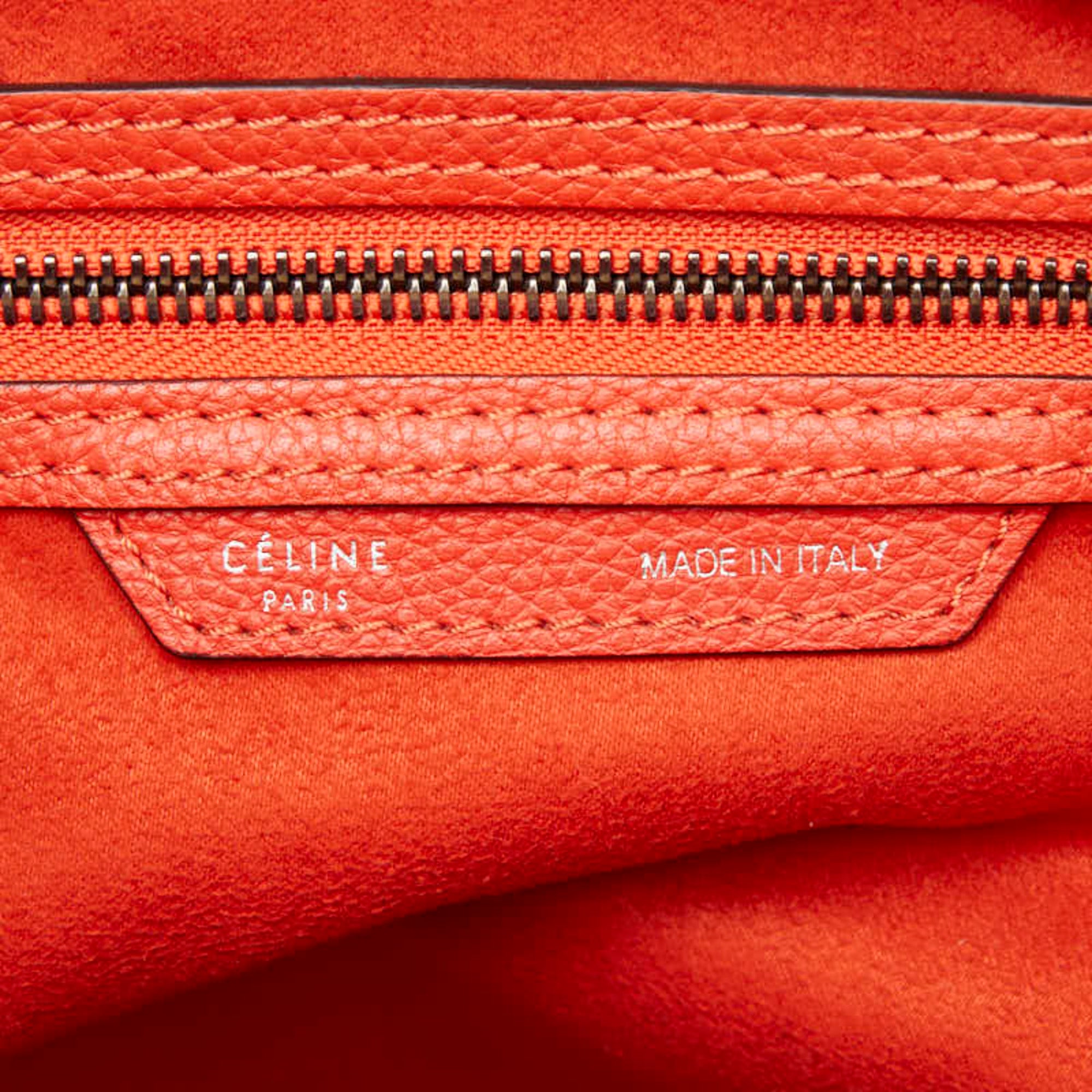 Celine Orange Red Color Leather Handbag (Pre-Owned)