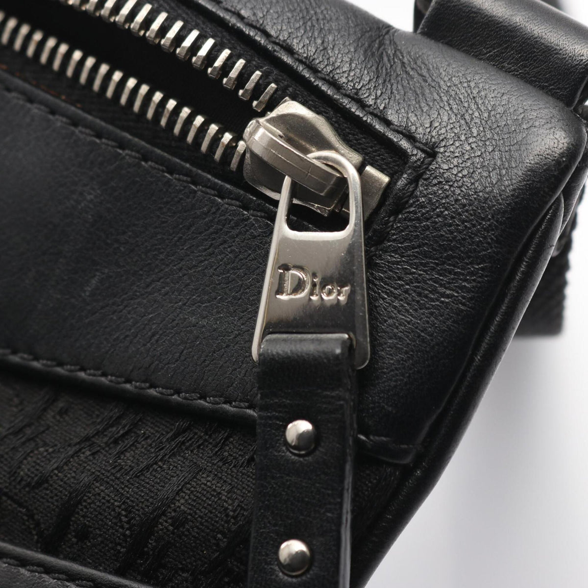 Christian Dior Black Canvas Leather Handbag Shoulder Bag (Pre-Owned)