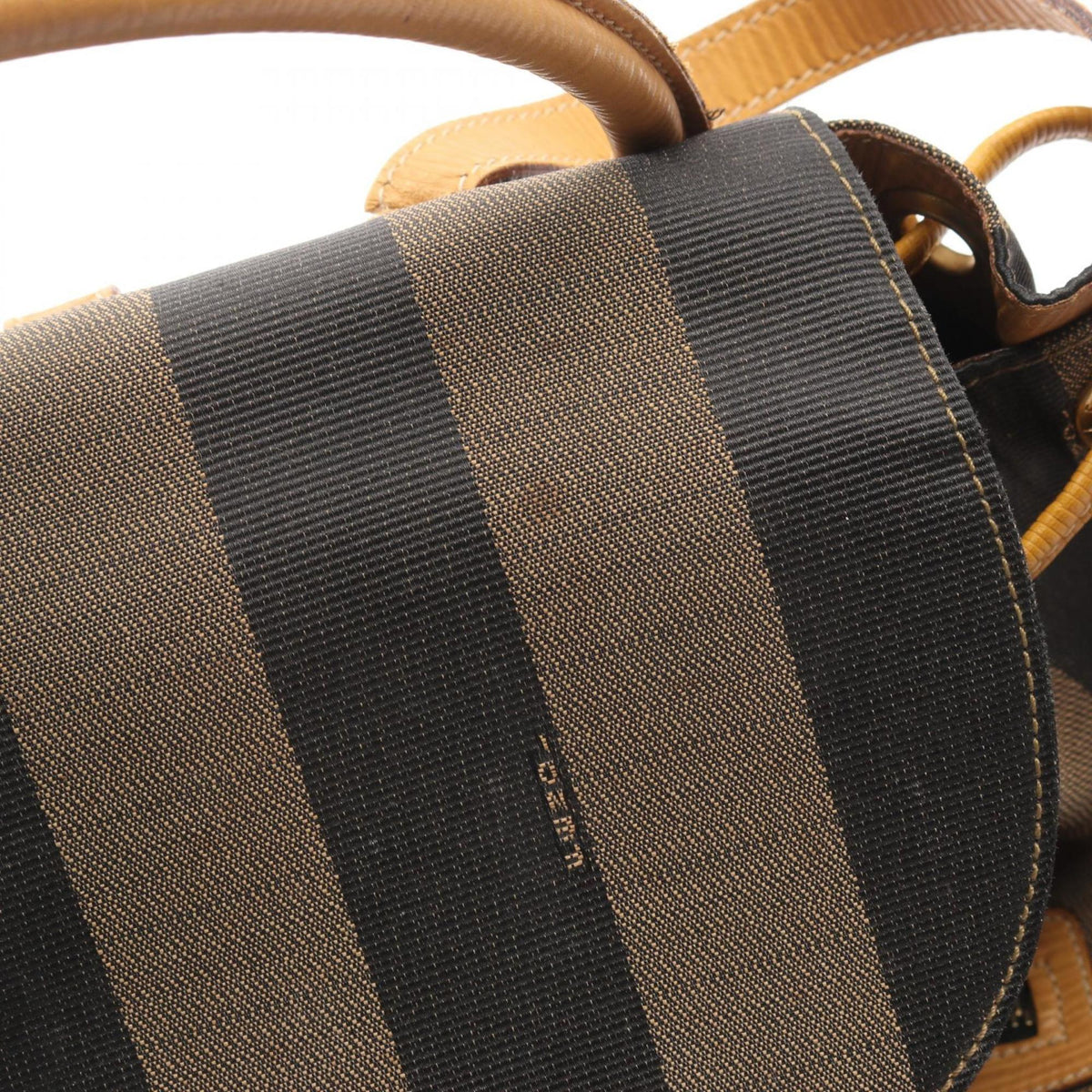 Fendi Beige Black Brown Canvas Leather Backpack Handbag (Pre-Owned)