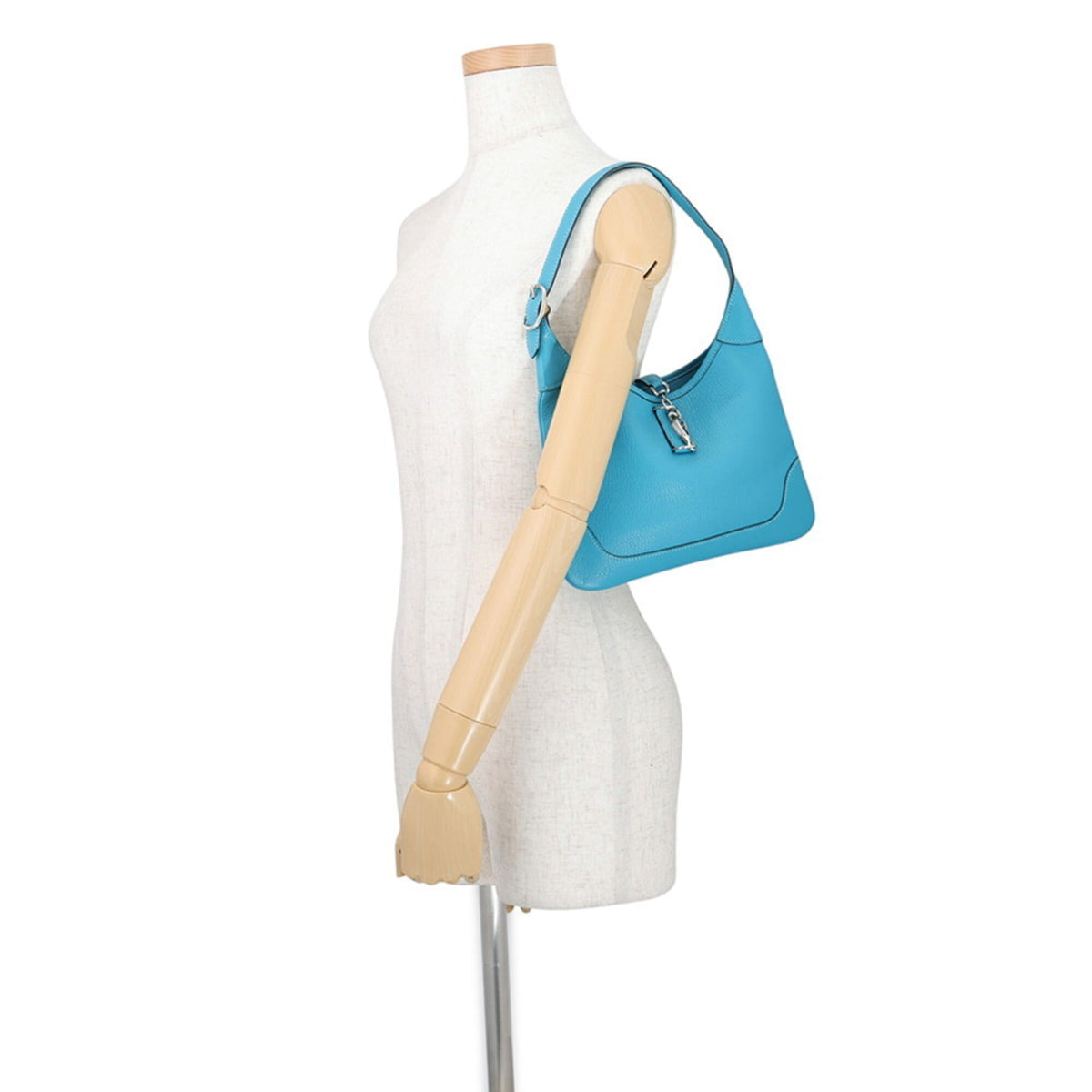 Hermes Turquoise Blue Chevre Leather Handbag Shoulder Bag (Pre-Owned)