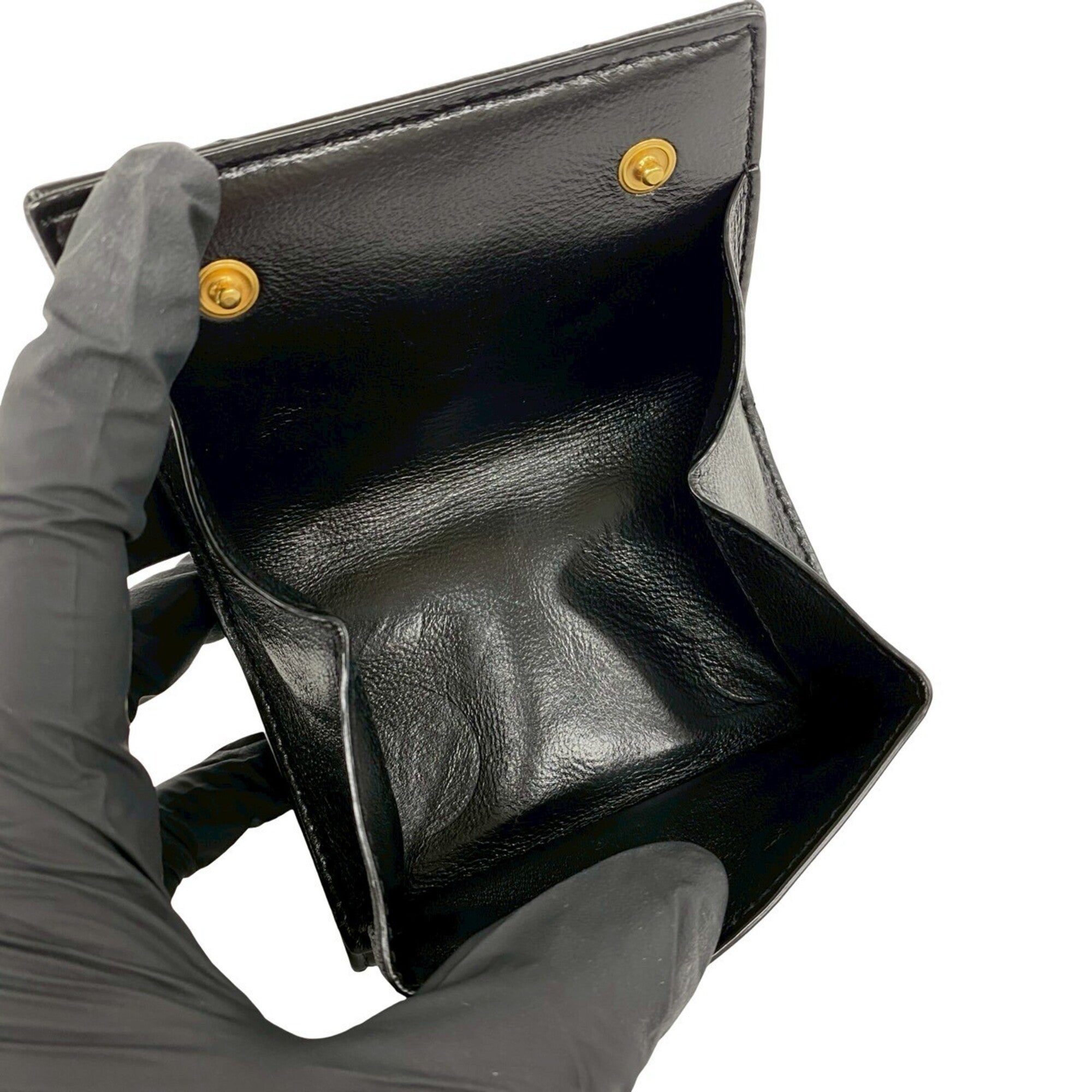 Yves Saint Laurent Black Leather Wallet (Tri-Fold) (Pre-Owned)