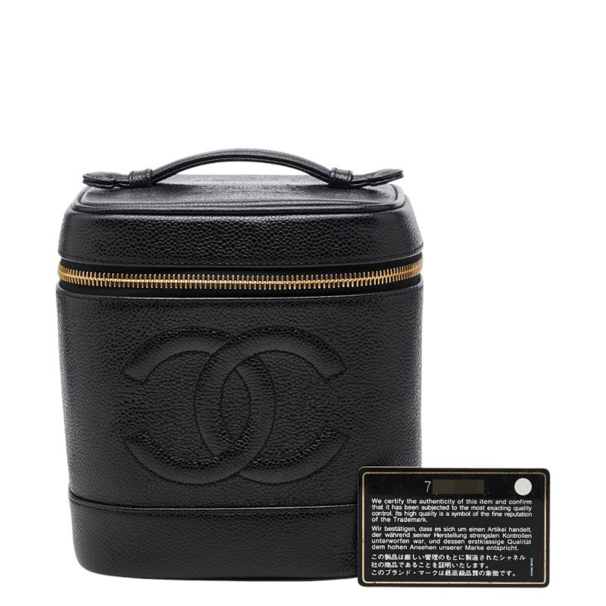 Chanel Black Grained Calfskin Handbag Vanity Bag (Pre-Owned)