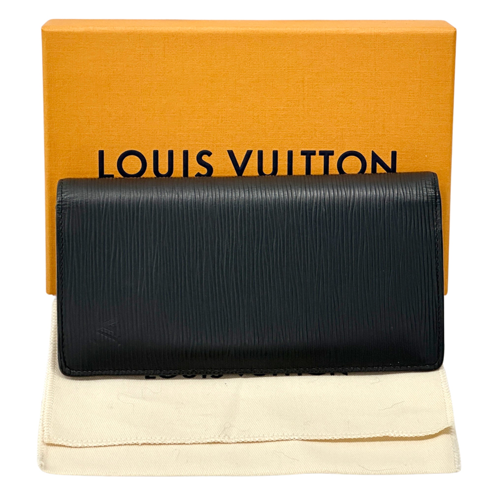 Louis Vuitton Black Noir Epi Leather Long Wallet (Bi-Fold) (Pre-Owned)