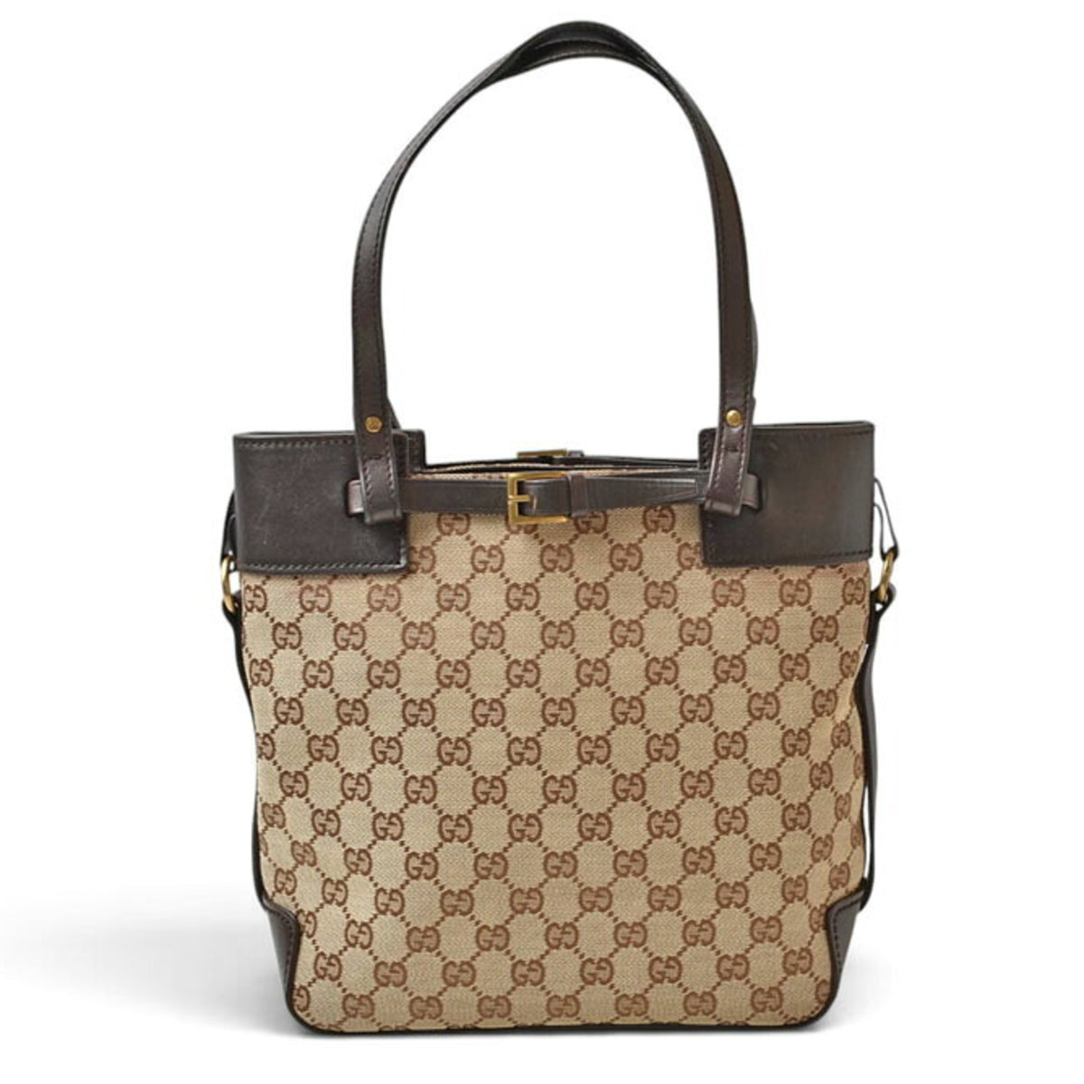 Gucci Beige Brown Gg Canvas Handbag (Pre-Owned)