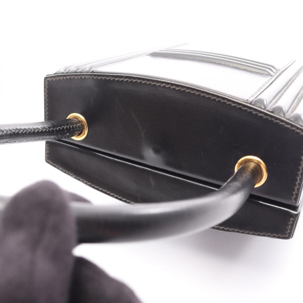 Hermes Black Box Calf Leather Leather Handbag (Pre-Owned)