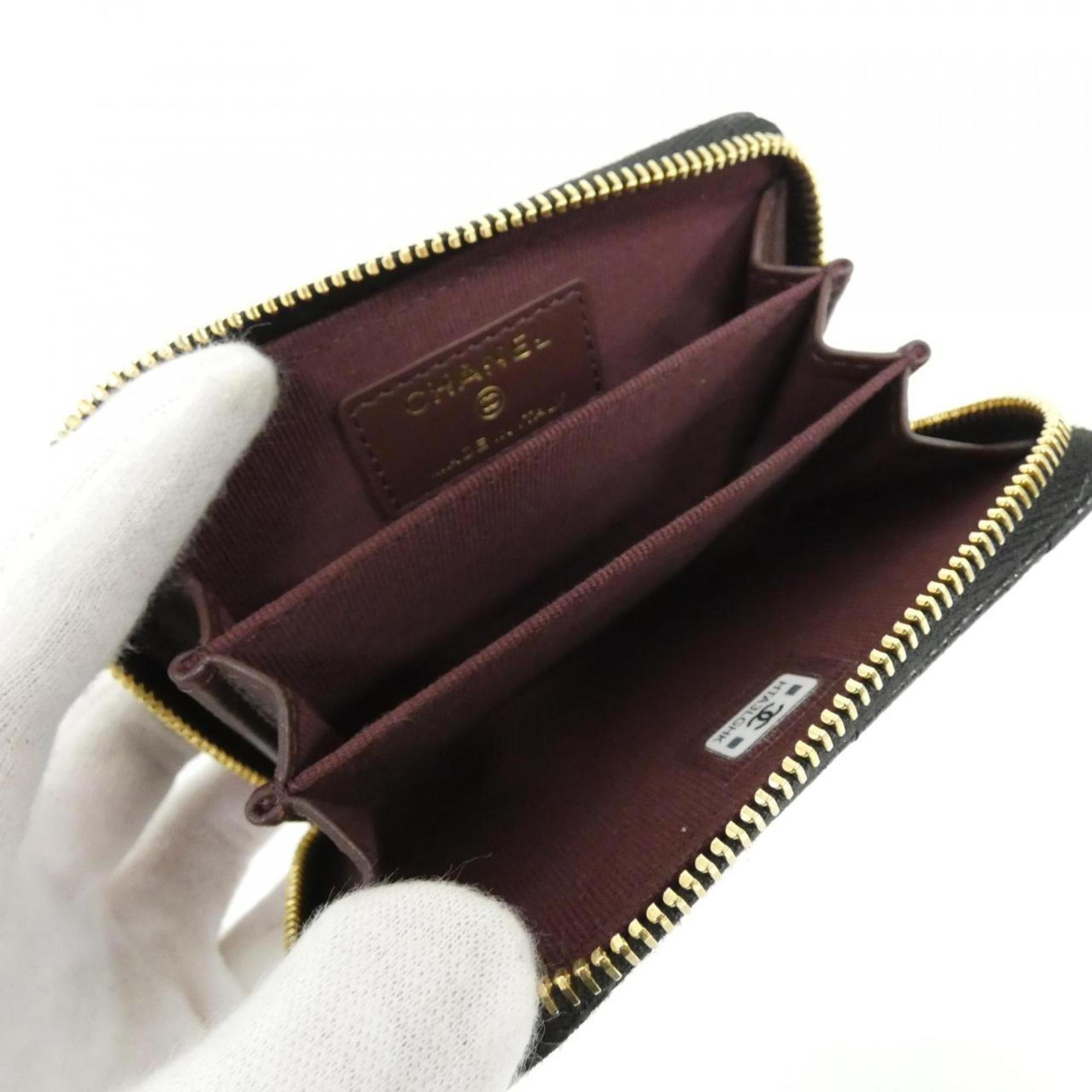 Chanel Black Grained Calfskin Coin Purse/Coin Case (Pre-Owned)