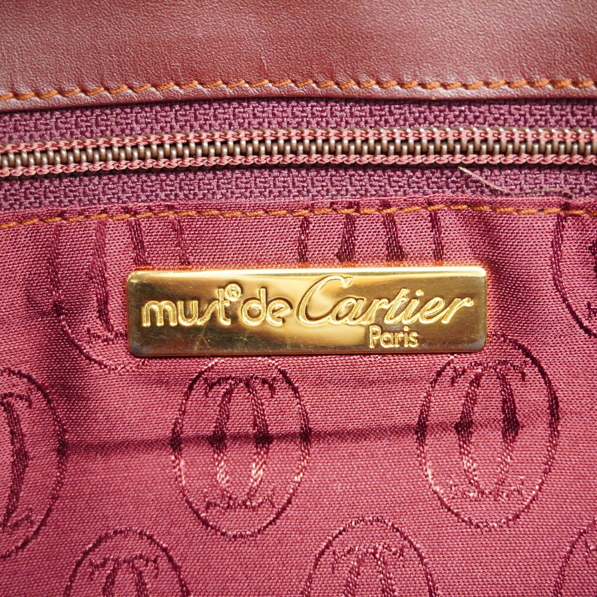Cartier Bordeaux Leather Clutch Bag (Pre-Owned)