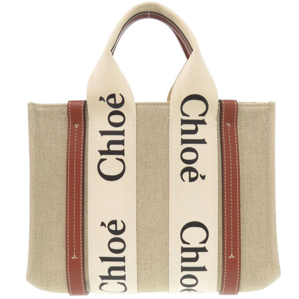 Chloé Beige Leather Cotton Handbag Tote Bag (Pre-Owned)