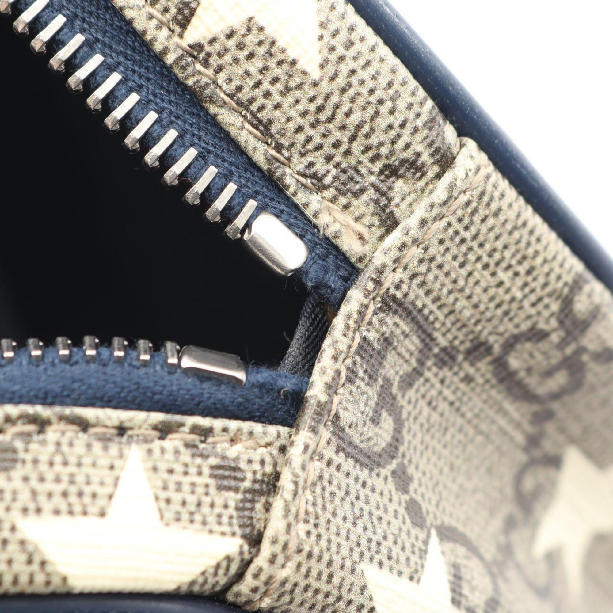 Gucci Beige Navy Pvc Coated Canvas Leather Fanny Pack Handbag (Pre-Owned)