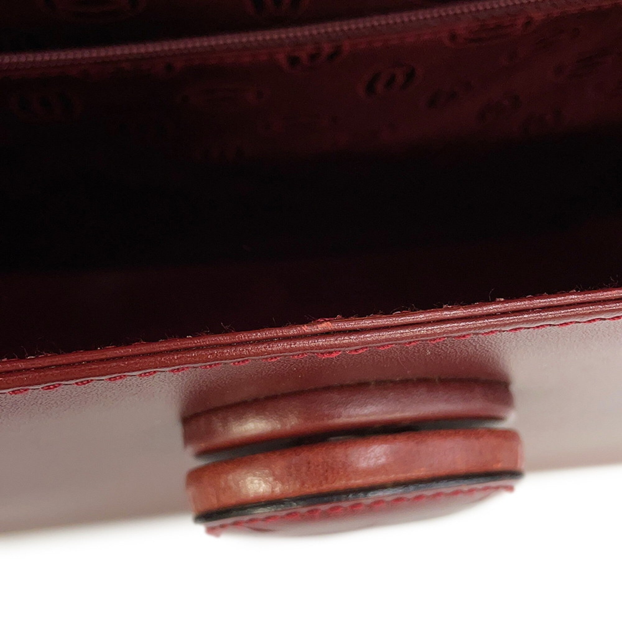 Cartier Bordeaux Leather Handbag (Pre-Owned)