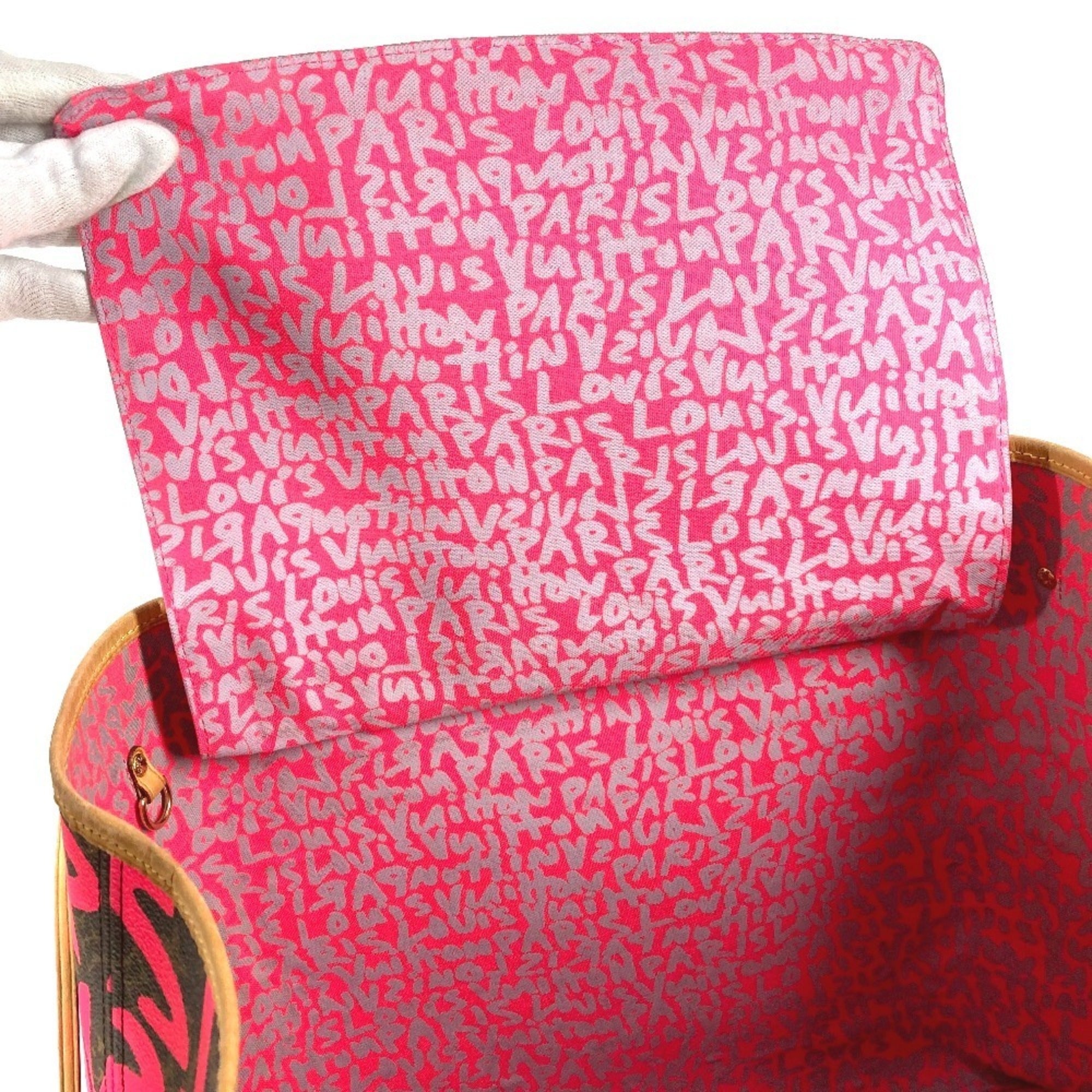 Louis Vuitton Fuchsia Pink Galle Pink Monogram Graffiti Shoulder Bag Tote Bag (Pre-Owned)