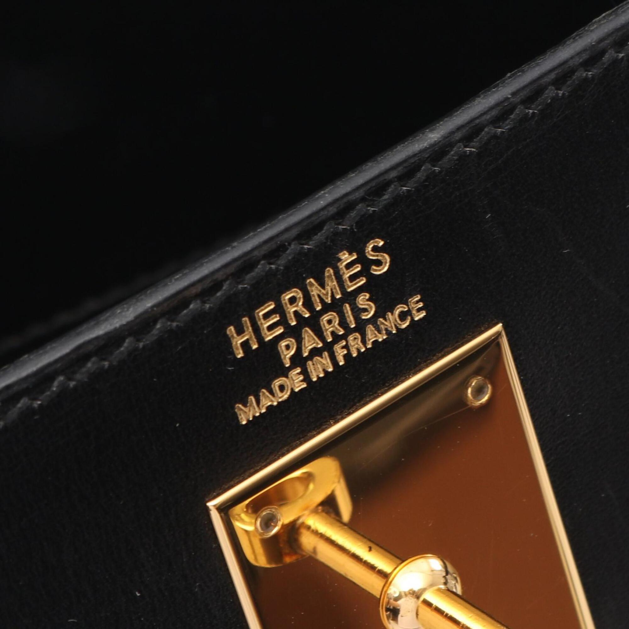 Hermes Black Box Calf Leather Handbag (Pre-Owned)