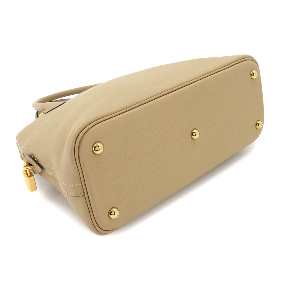 Hermes Beige Taurillon Clemence Leather Handbag (Pre-Owned)