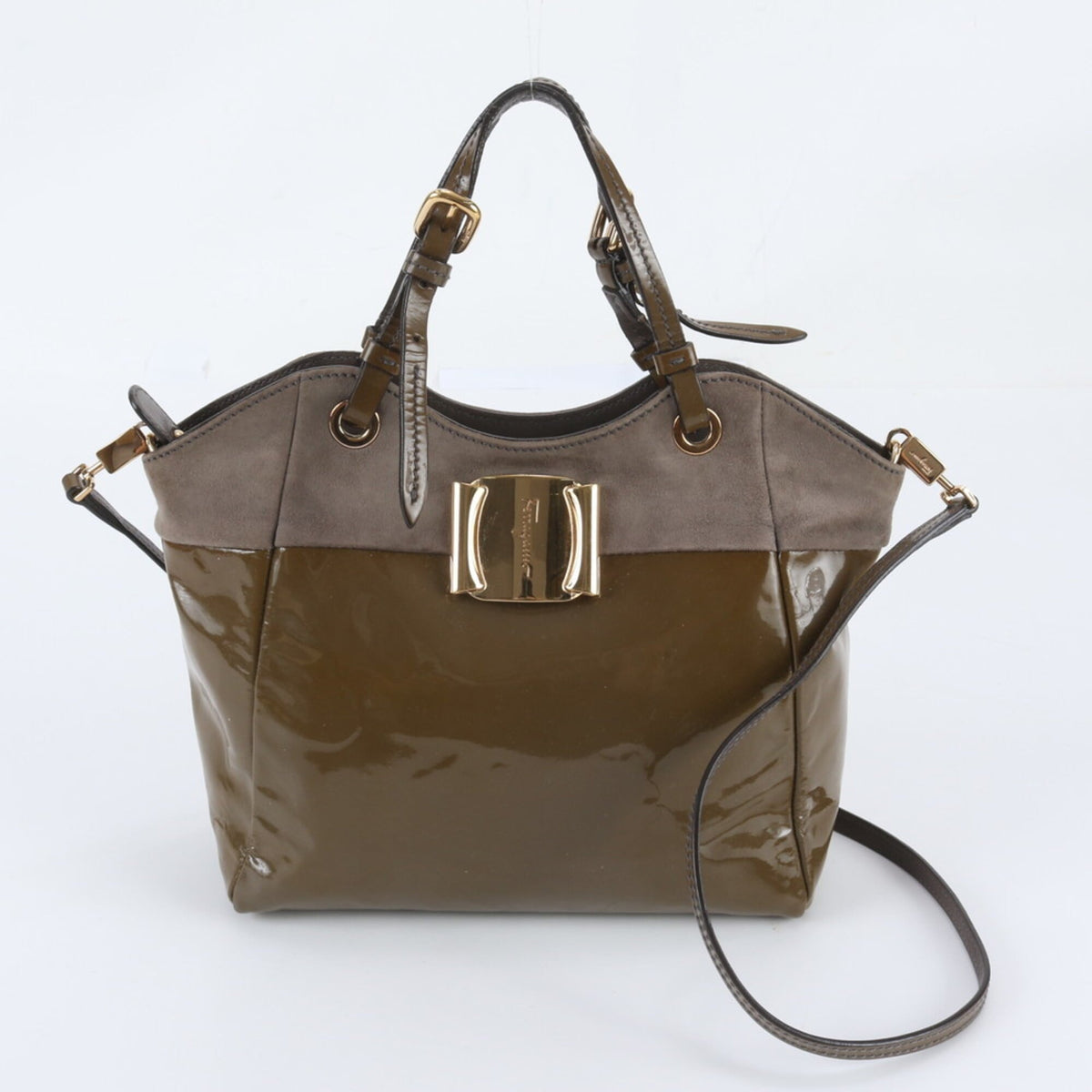 Salvatore Ferragamo Brown Leather Crossbody Bag Handbag Shoulder Bag Tote Bag (Pre-Owned)