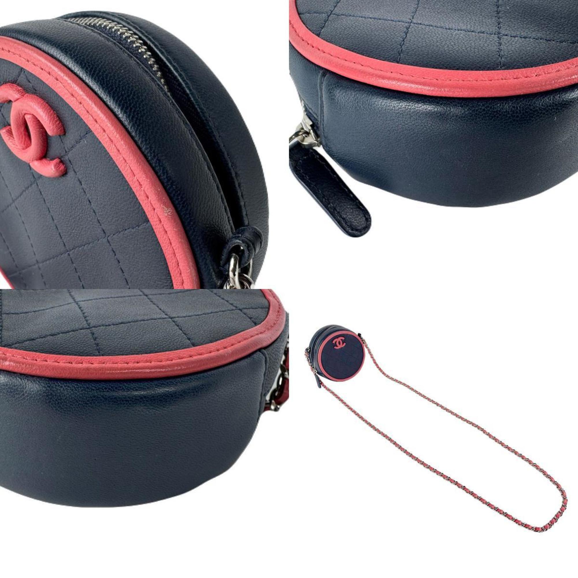 Chanel Navy Pink Leather Shoulder Bag (Pre-Owned)