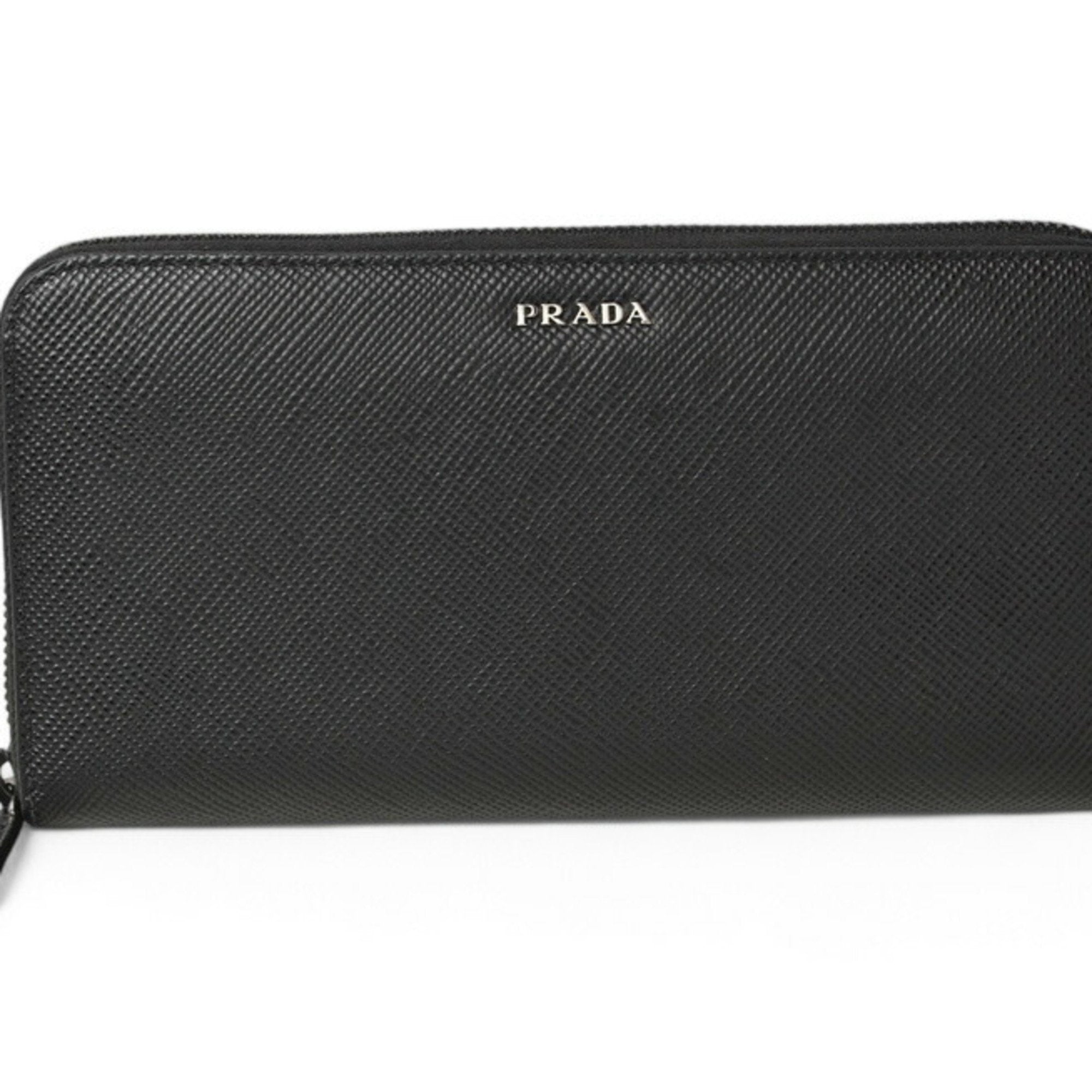 Prada Black Nero Saffiano Long Wallet (Bi-Fold) (Pre-Owned)