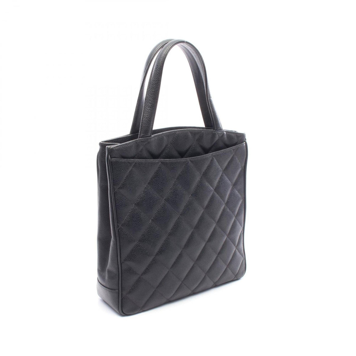 Chanel Matelasse Black Grained Calfskin Handbag Tote Bag (Pre-Owned)