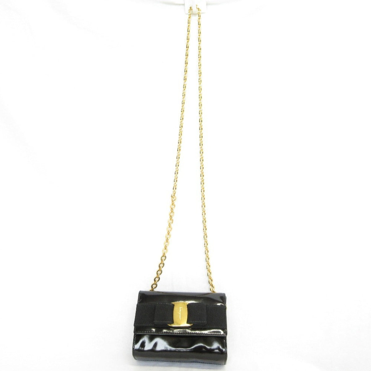 Salvatore Ferragamo Black Patent Leather Shoulder Bag (Pre-Owned)