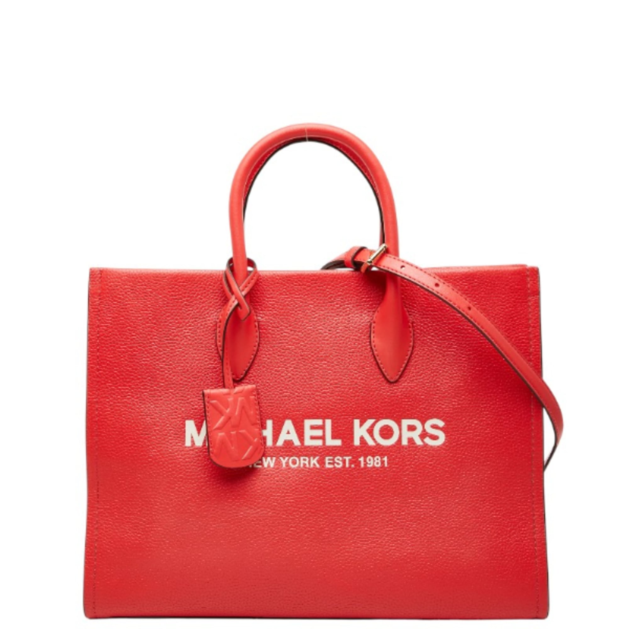 Michael Kors Red Color Leather Handbag Shoulder Bag Tote Bag (Pre-Owned)