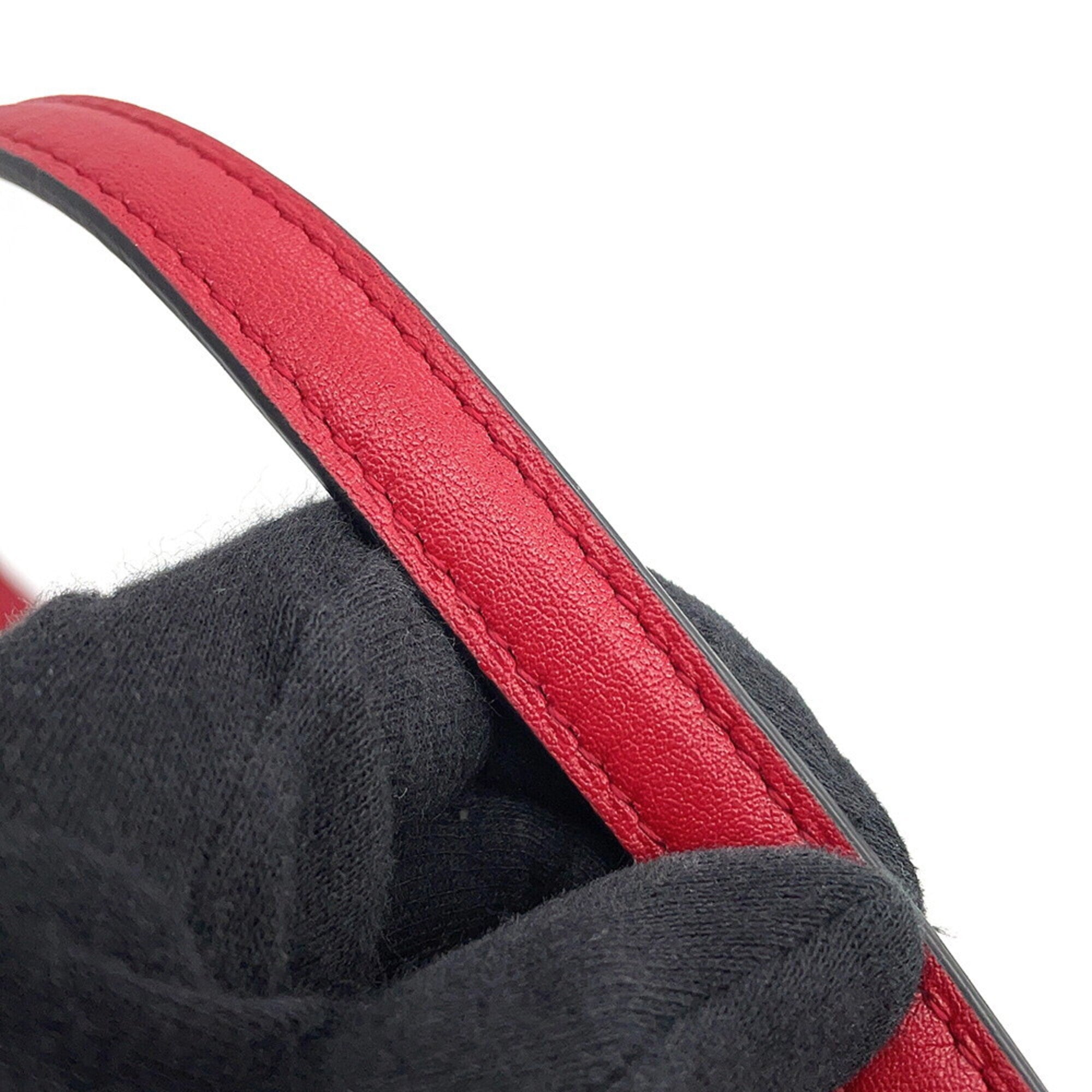 Loewe Red Color Leather Handbag Shoulder Bag (Pre-Owned)