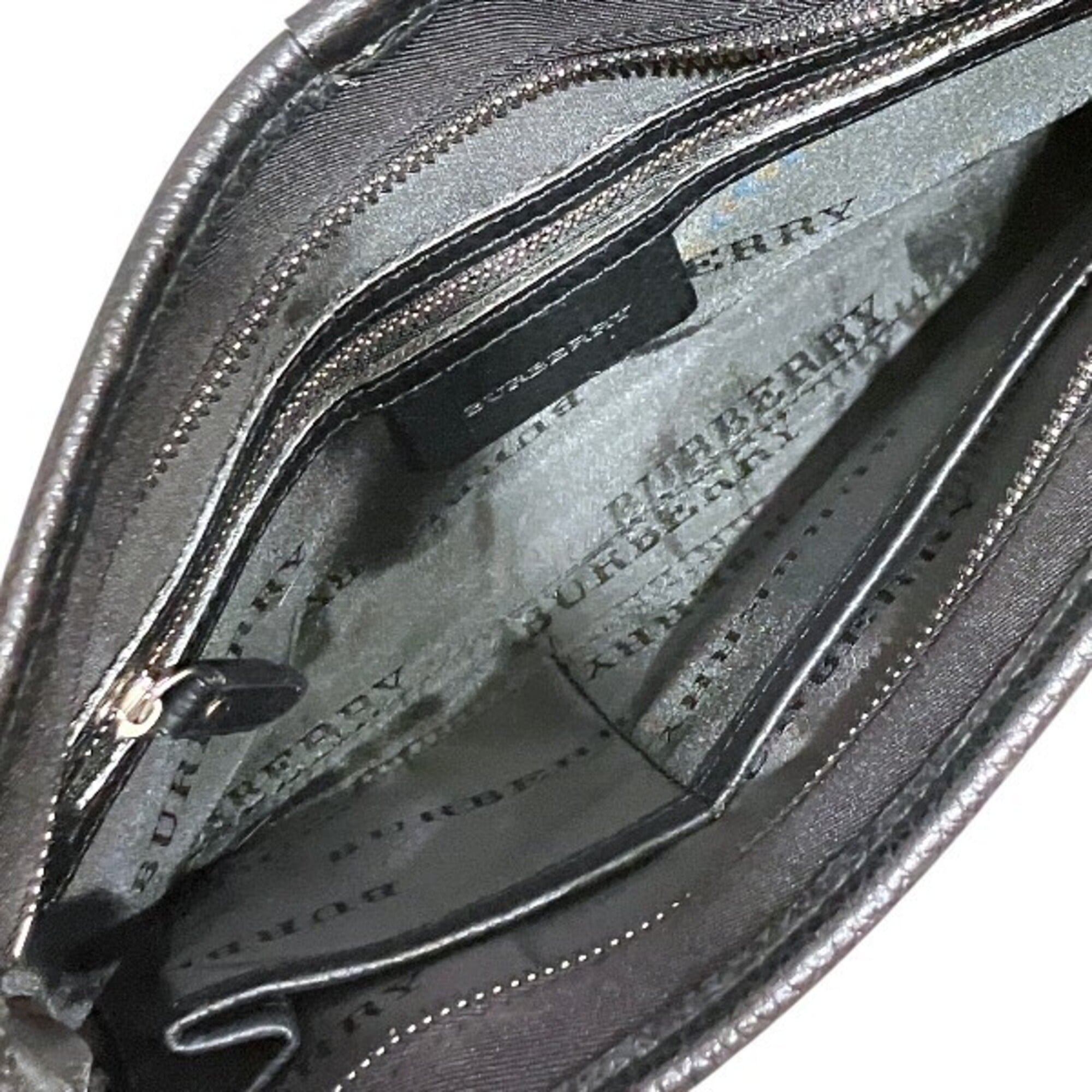 Burberry Beige Black Canvas Leather Handbag Shoulder Bag (Pre-Owned)