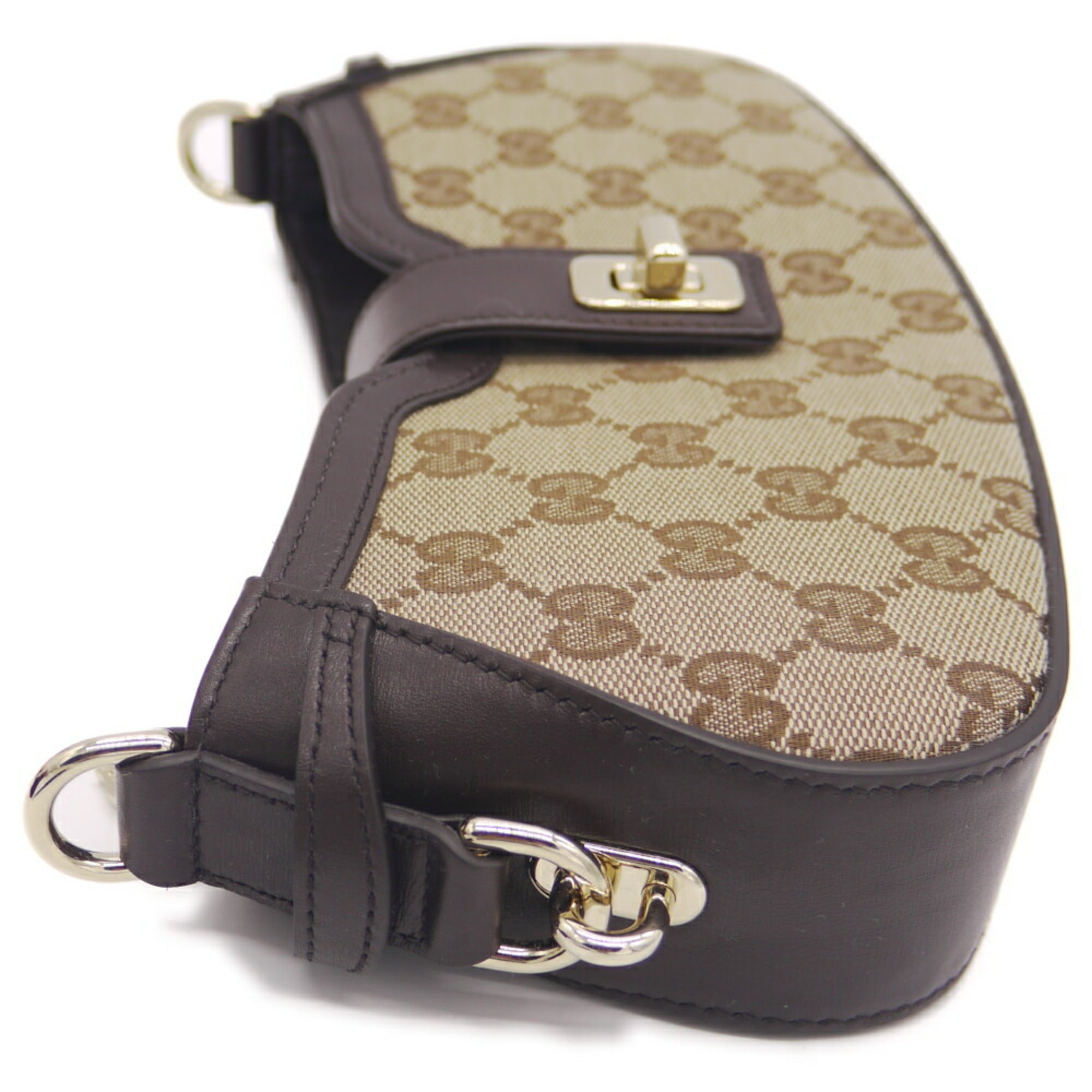 Gucci Beige Gg Canvas Leather Shoulder Bag (Pre-Owned)