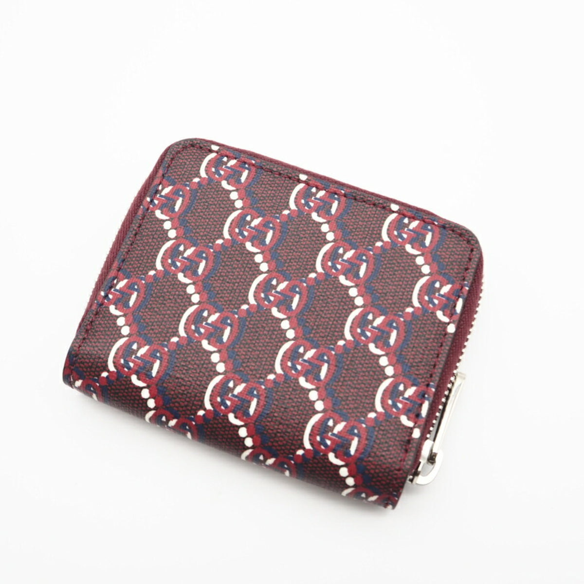 Gucci Bordeaux Navy White Leather Long Wallet (Bi-Fold) (Pre-Owned)